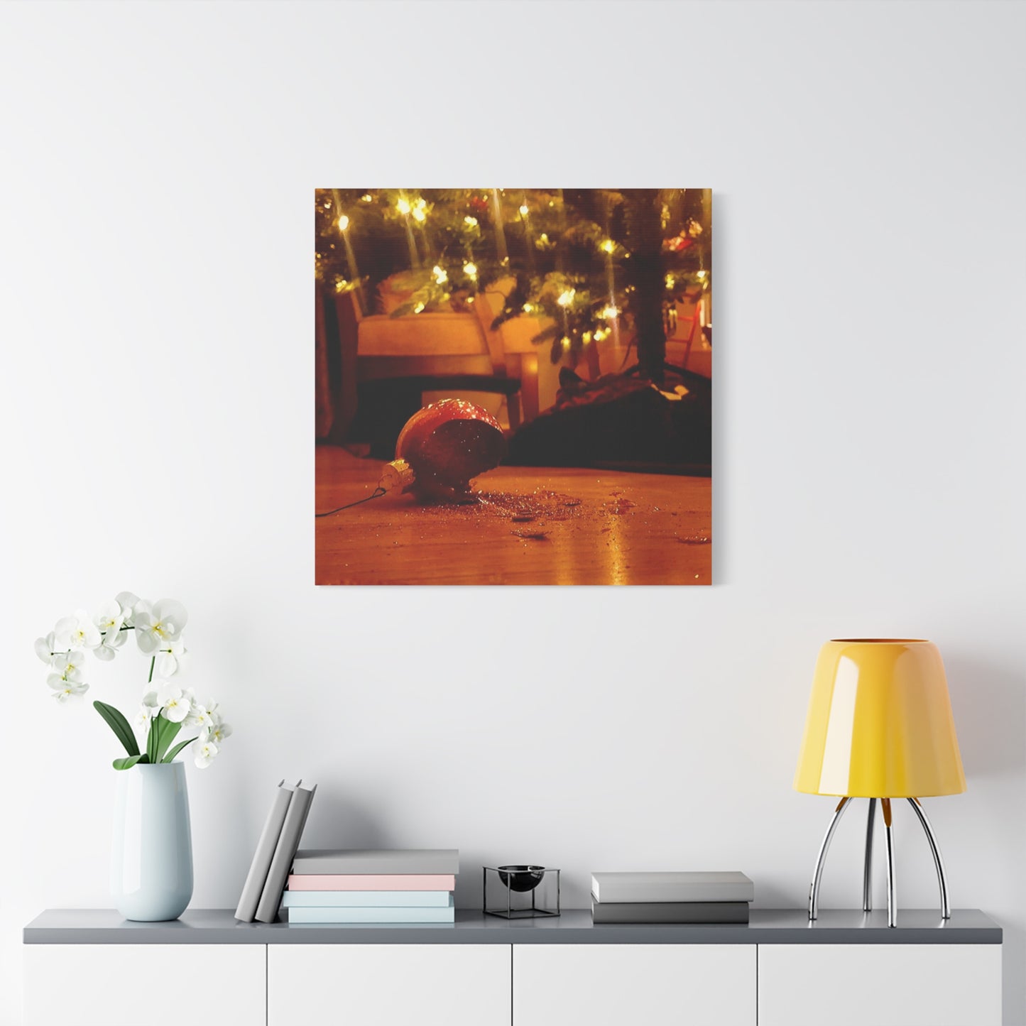 Christmas Tree Ornament Photo Canvas – Cozy Holiday Still Life Wall Art