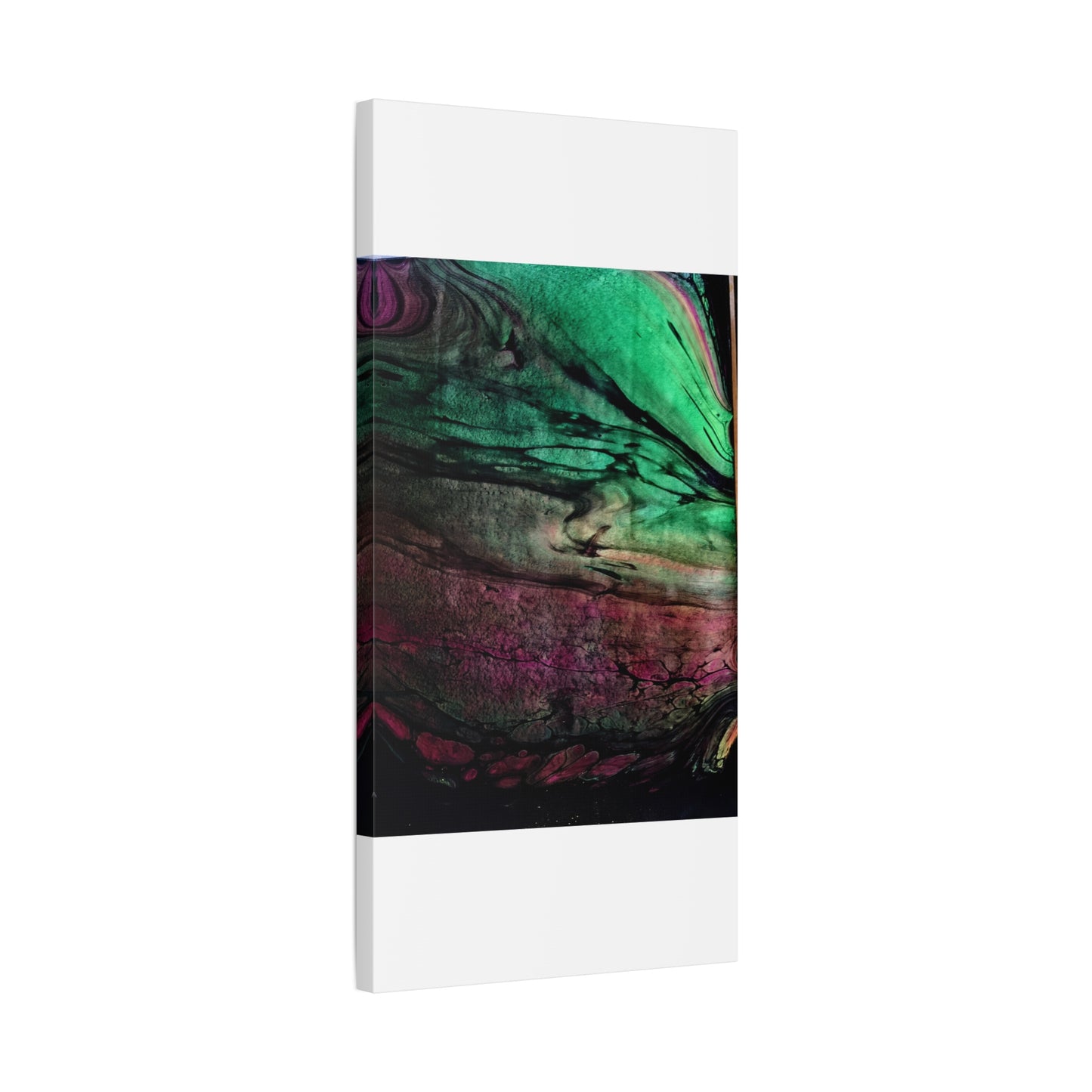 flame tempered pour - Abstract Teal & Magenta Canvas Wall Art — Matte Stretched 1.25"
