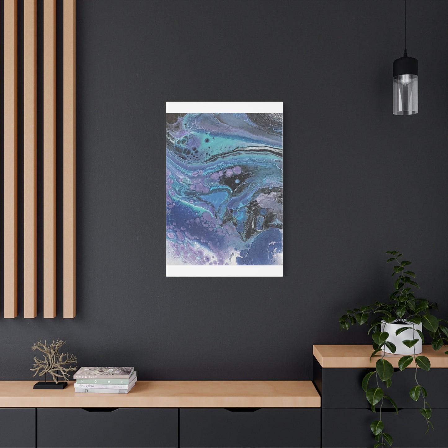 Abstract Ocean Wave Matte Canvas Print — Blue & Purple Fluid Art, Stretched 1.25"