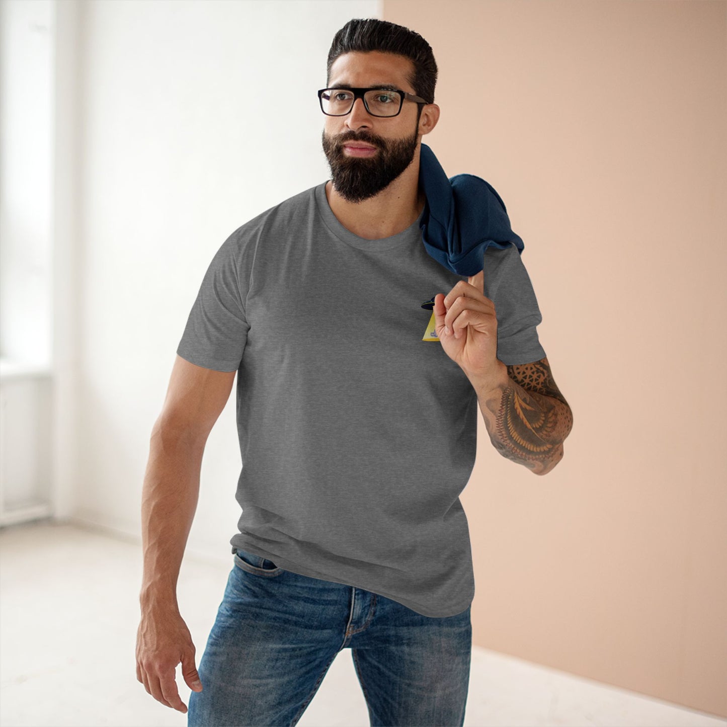 UFO Chest Pocket Tee — Retro Rocket Back Graphic Shirt