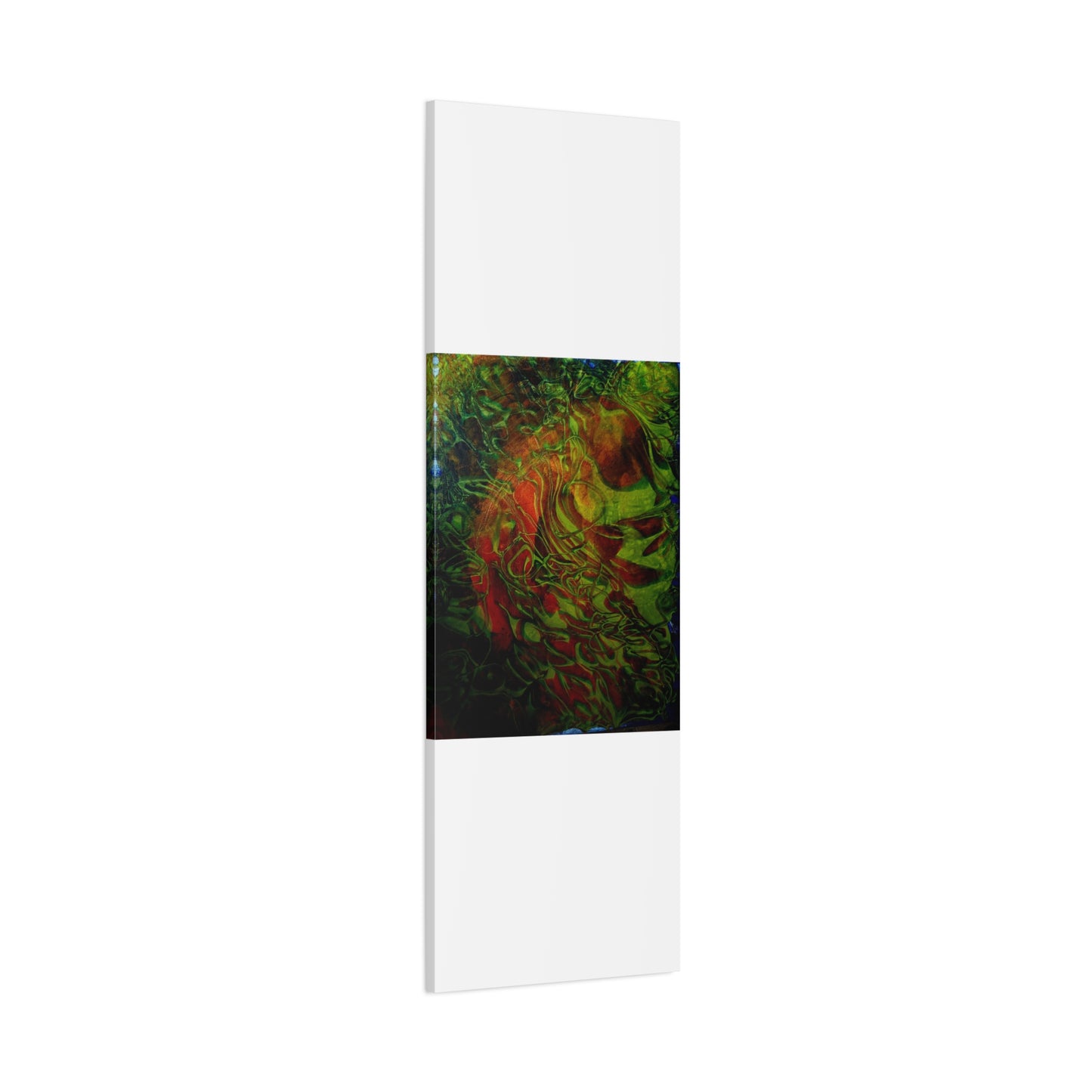 Abstract Green & Red Fluid Art Canvas Print