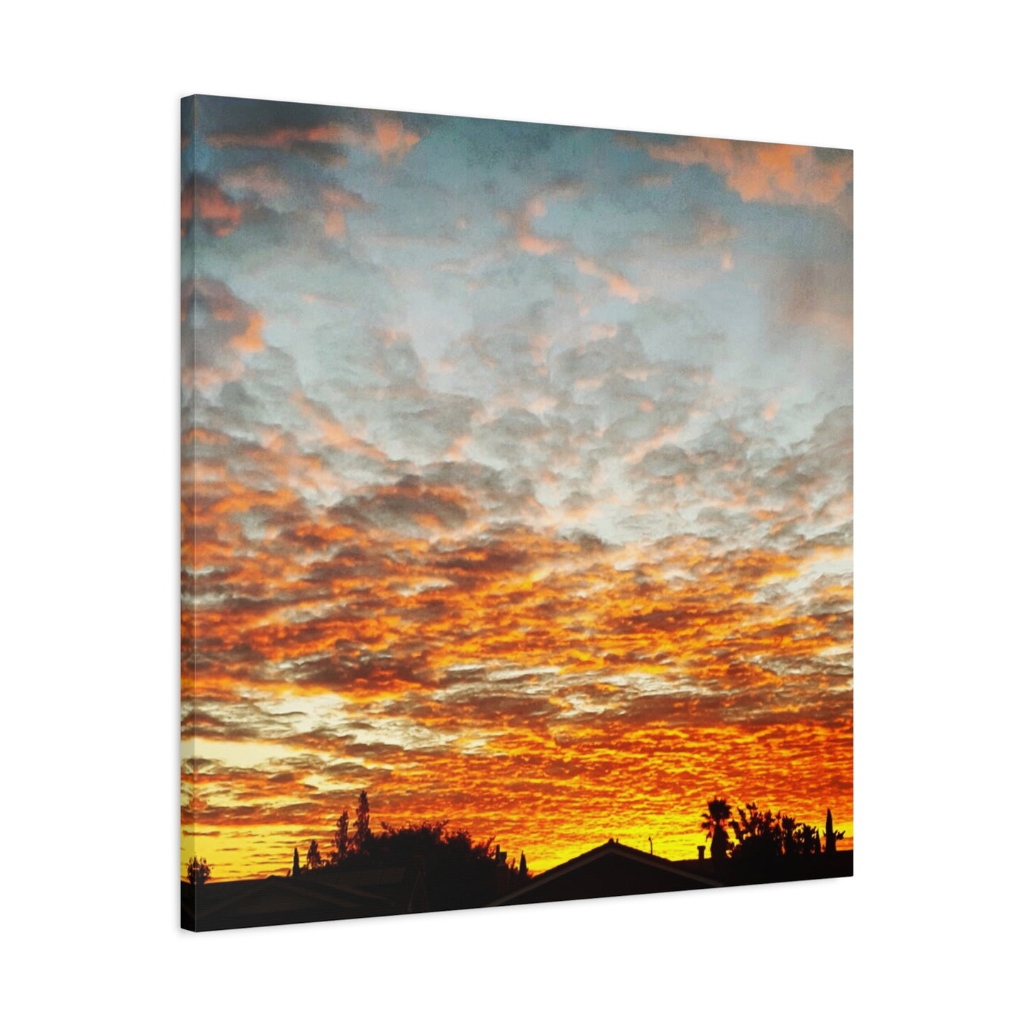 Sunset Sky Canvas Print — Orange Cloudscape Matte Stretched Wall Art