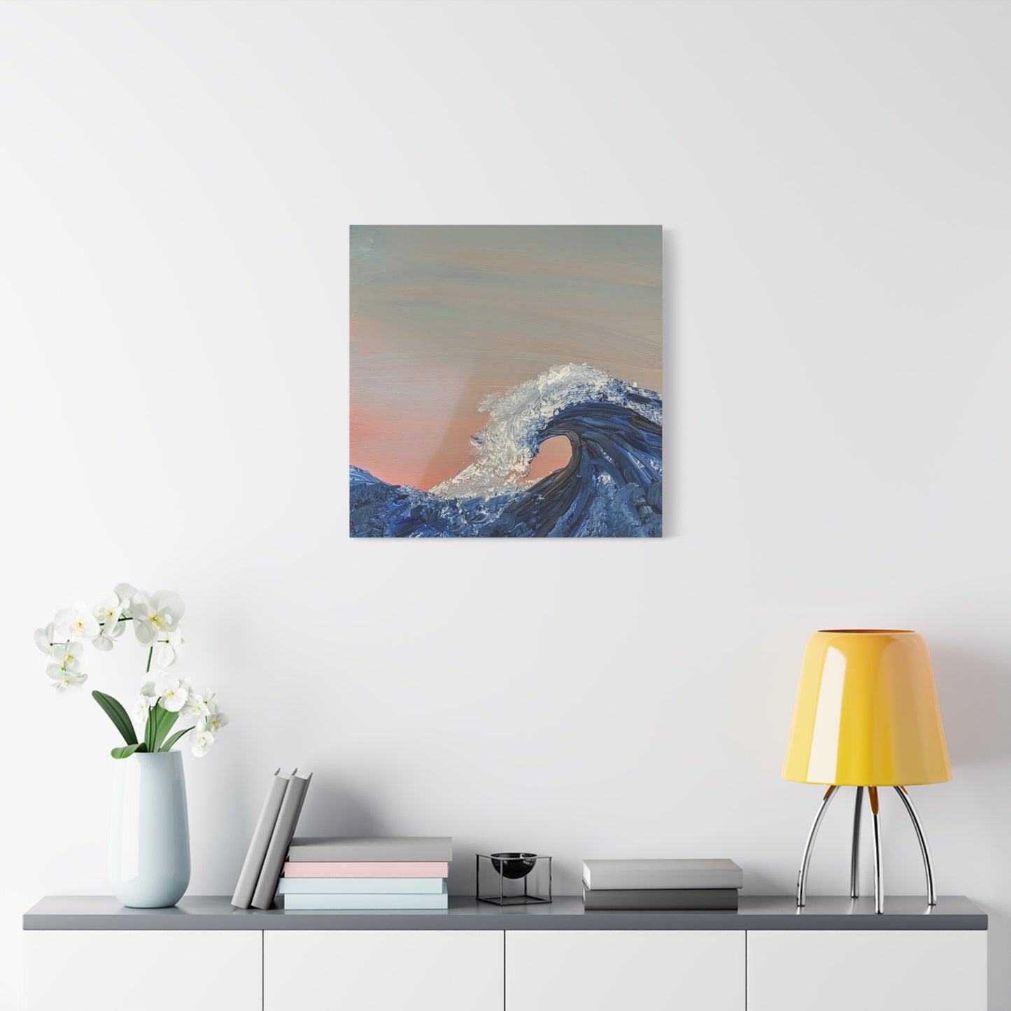 California_Coast - Ocean Wave Canvas Art — Blue Wave Seascape Matte Stretched Canvas