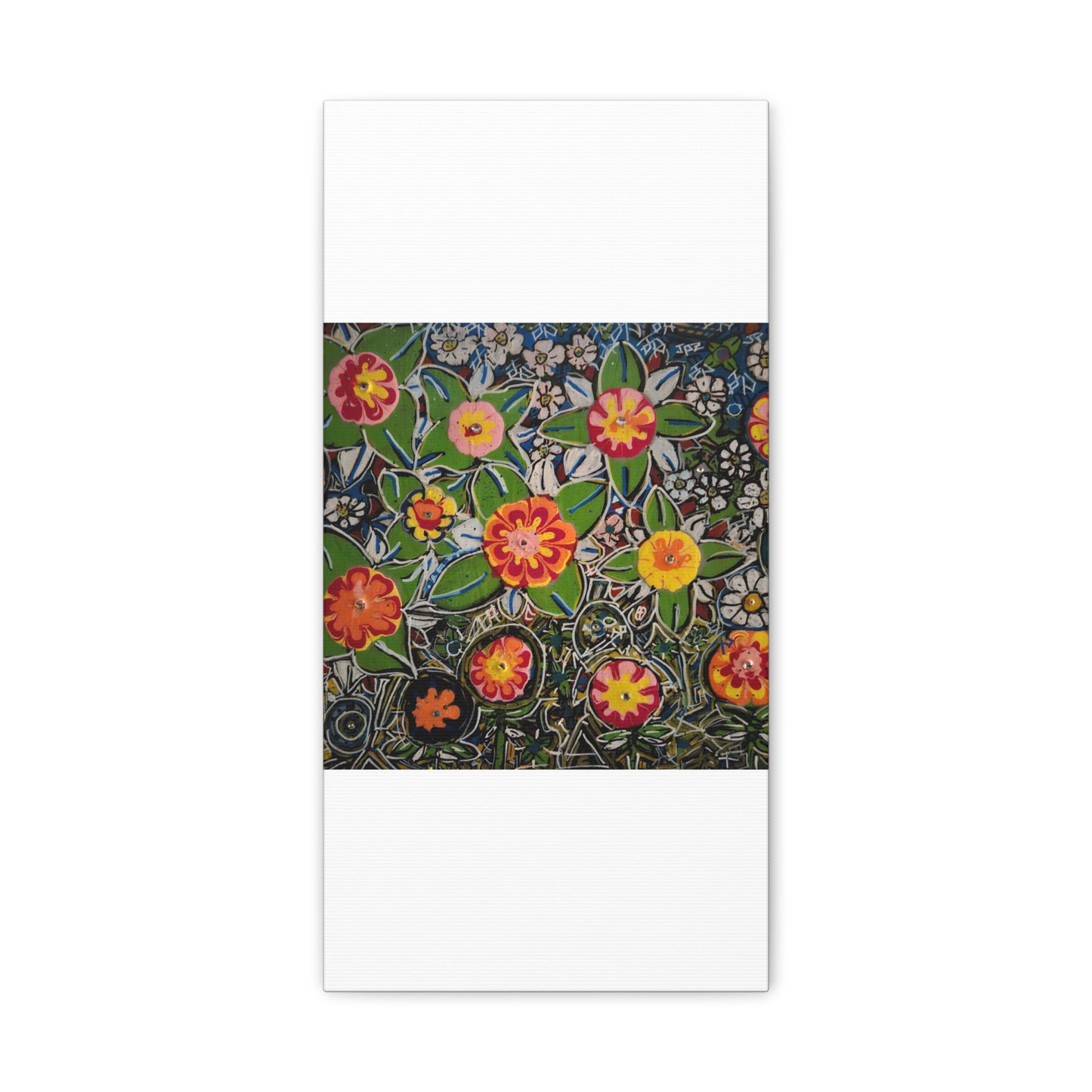 Urban_gardening-04 - Floral Pop Matte Stretched Canvas – Colorful Hand-Painted Garden Wall Art