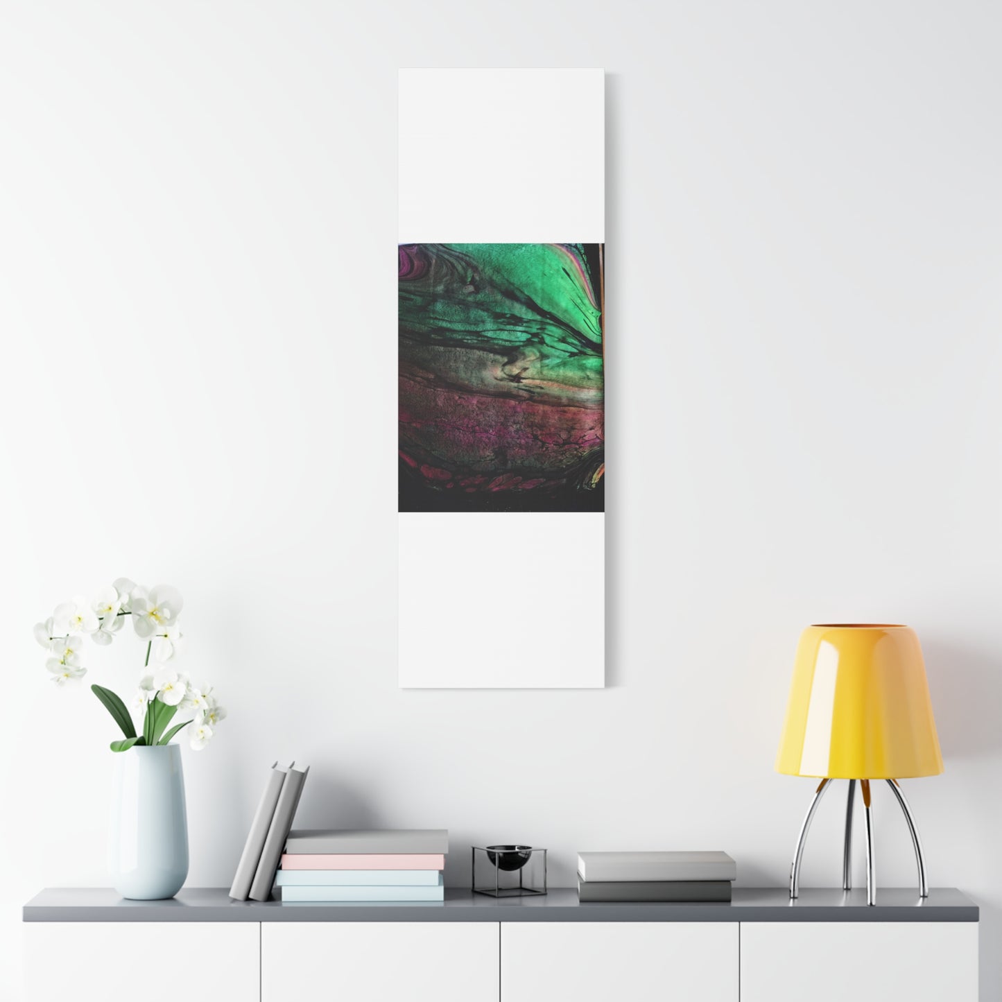 flame tempered pour - Abstract Teal & Magenta Canvas Wall Art — Matte Stretched 1.25"