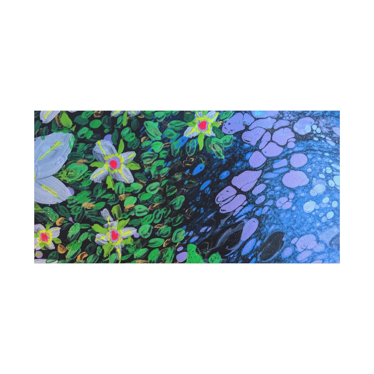 Floetrol&Flowers -  Reef Matte Canvas Wall Art — Blue & Green Abstract Flower Painting