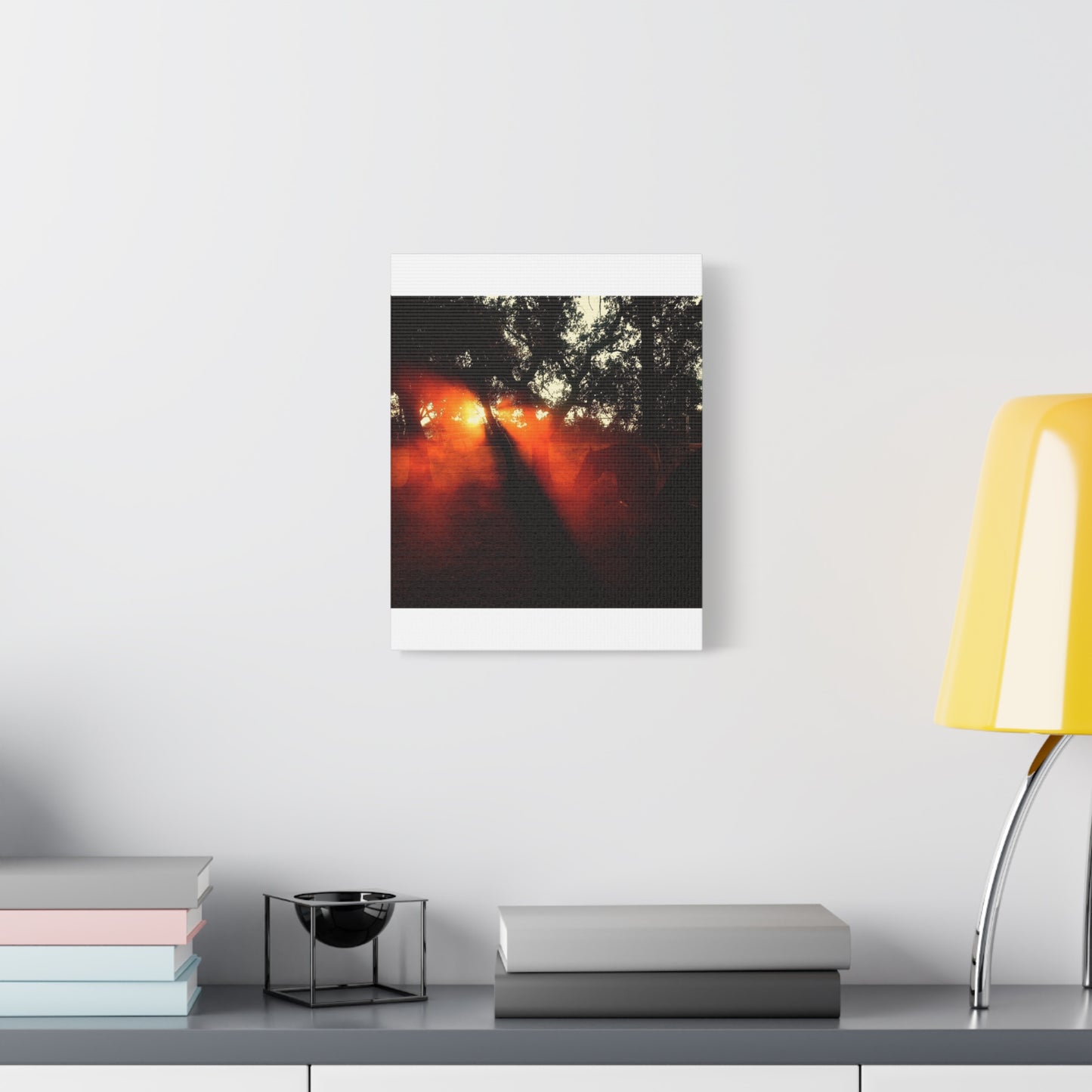 Sunset Forest Matte Canvas Wall Art — Dramatic Orange Light Photography