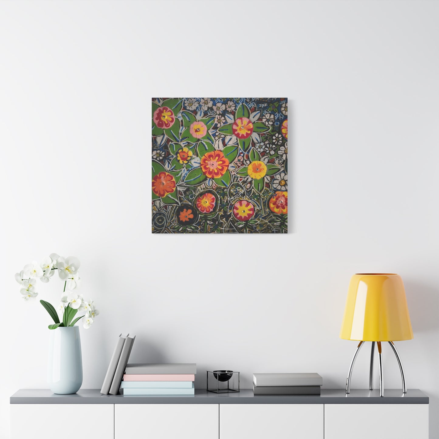 Urban_gardening-04 - Floral Pop Matte Stretched Canvas – Colorful Hand-Painted Garden Wall Art