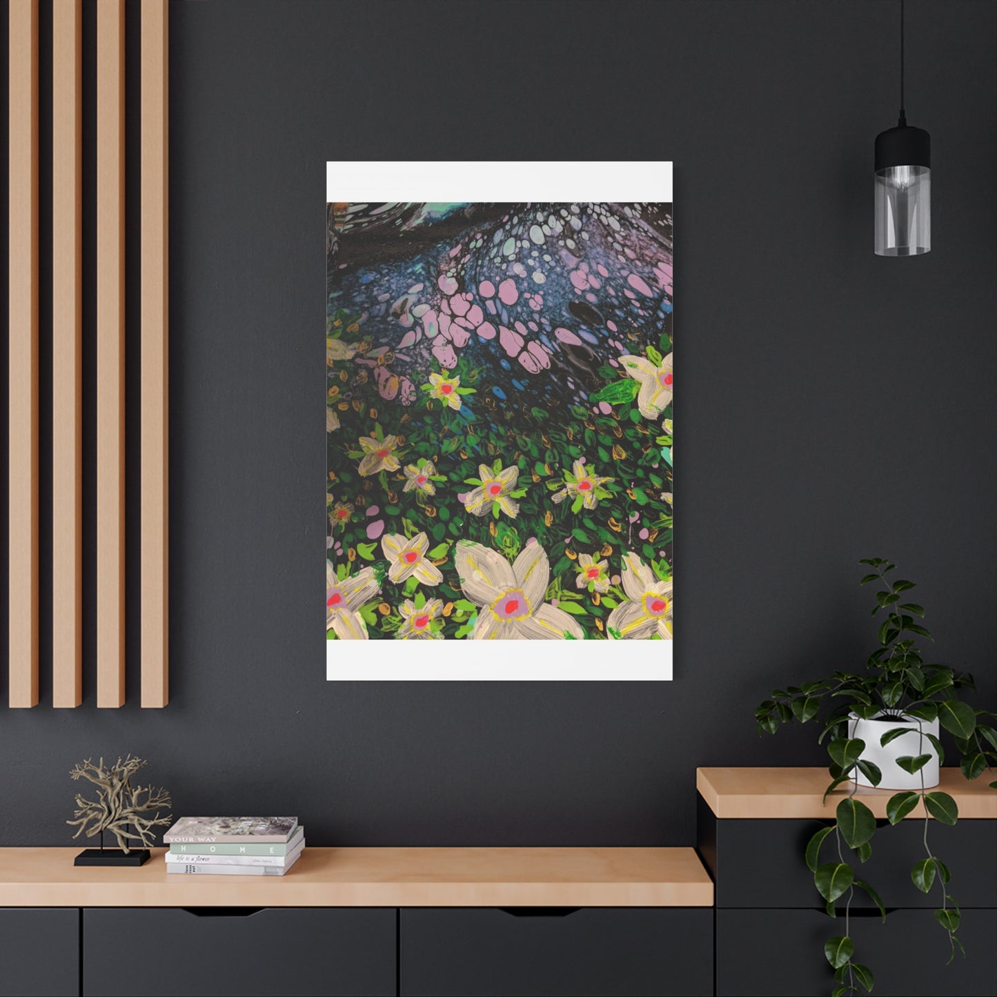 Floetrol&Flowers - Night Pour Garden Matte Canvas Print — Stretched Wall Art
