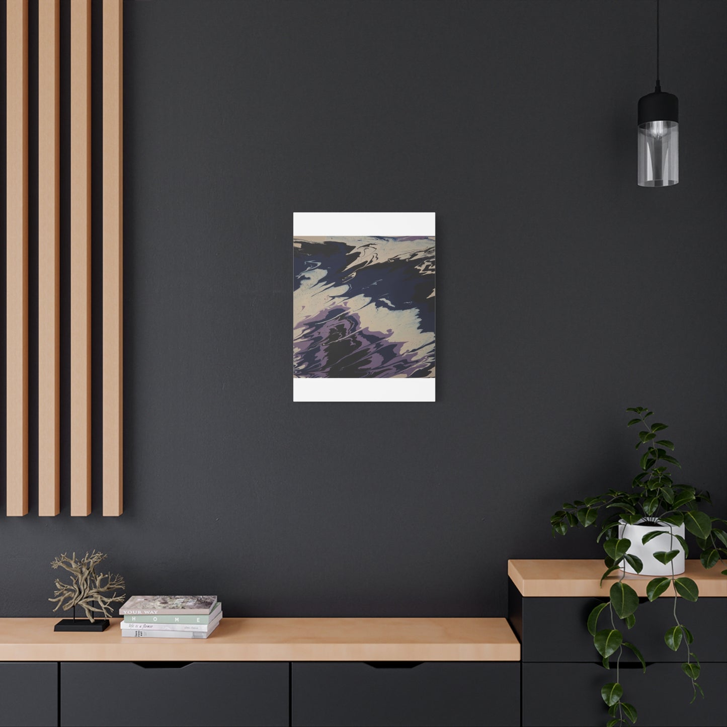 Abstract Navy & Lavender Wave Matte Stretched Canvas (1.25")