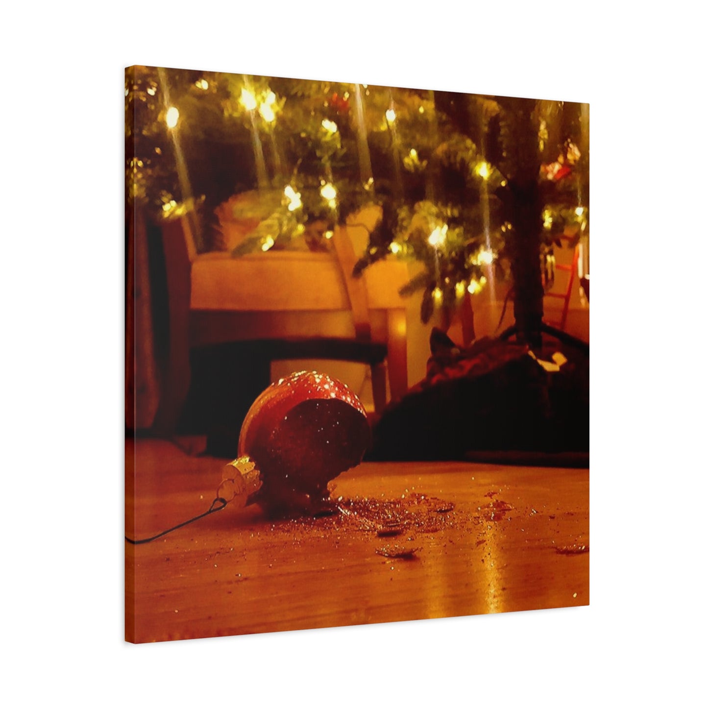 Christmas Tree Ornament Photo Canvas – Cozy Holiday Still Life Wall Art