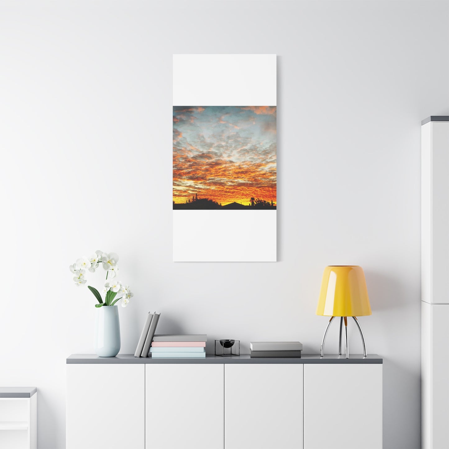 Sunset Sky Canvas Print — Orange Cloudscape Matte Stretched Wall Art