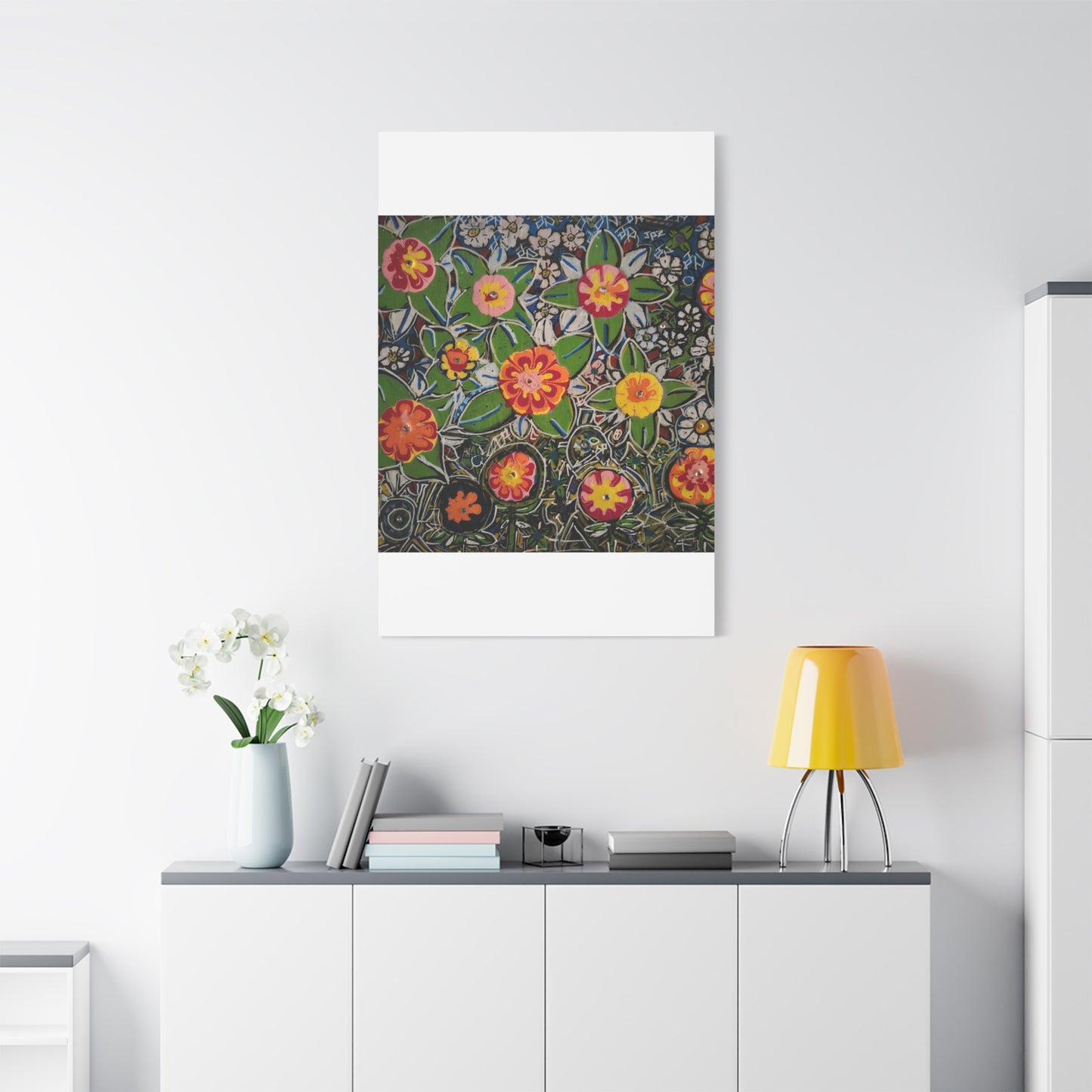 Urban_gardening-04 - Floral Pop Matte Stretched Canvas – Colorful Hand-Painted Garden Wall Art