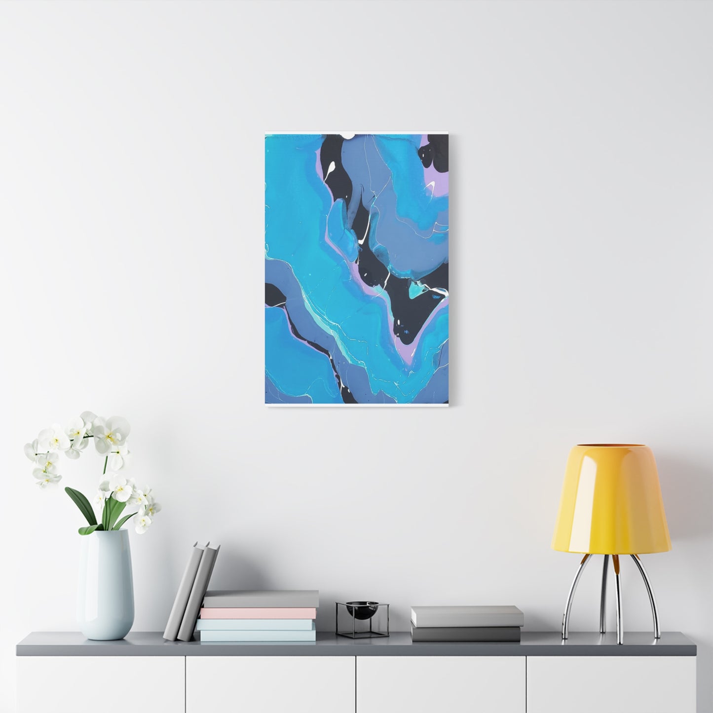 Abstract Blue Fluid Art Canvas Print — Matte Stretched Wall Art 1.25"