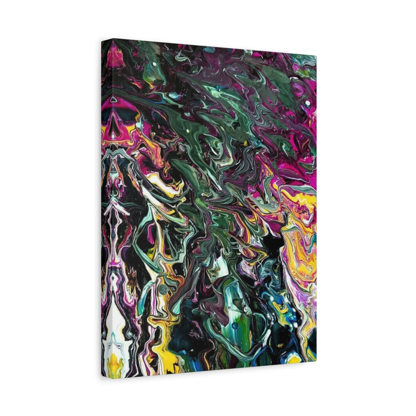 chaos in the garden - Abstract Fluid Art Matte Canvas Print - Colorful Swirl Wall Art