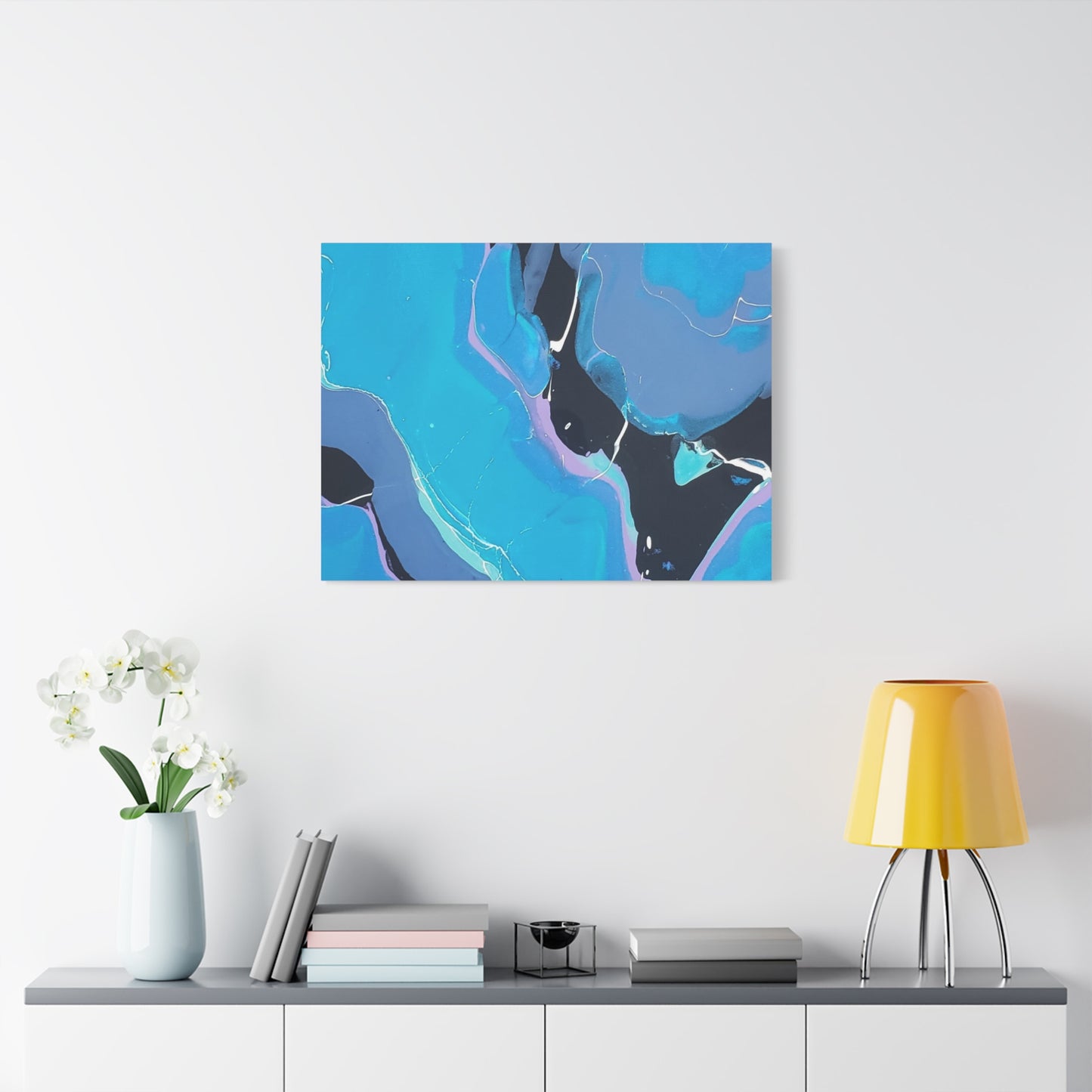 Abstract Blue Fluid Art Canvas Print — Matte Stretched Wall Art 1.25"