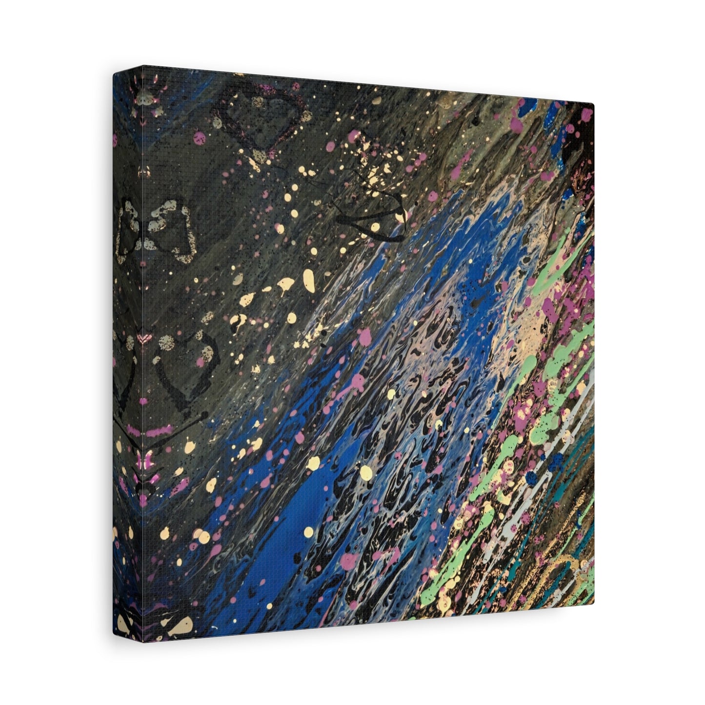 Abstract Splatter Matte Canvas Print — Colorful Fluid Art Wall Decor, Stretched 1.25"