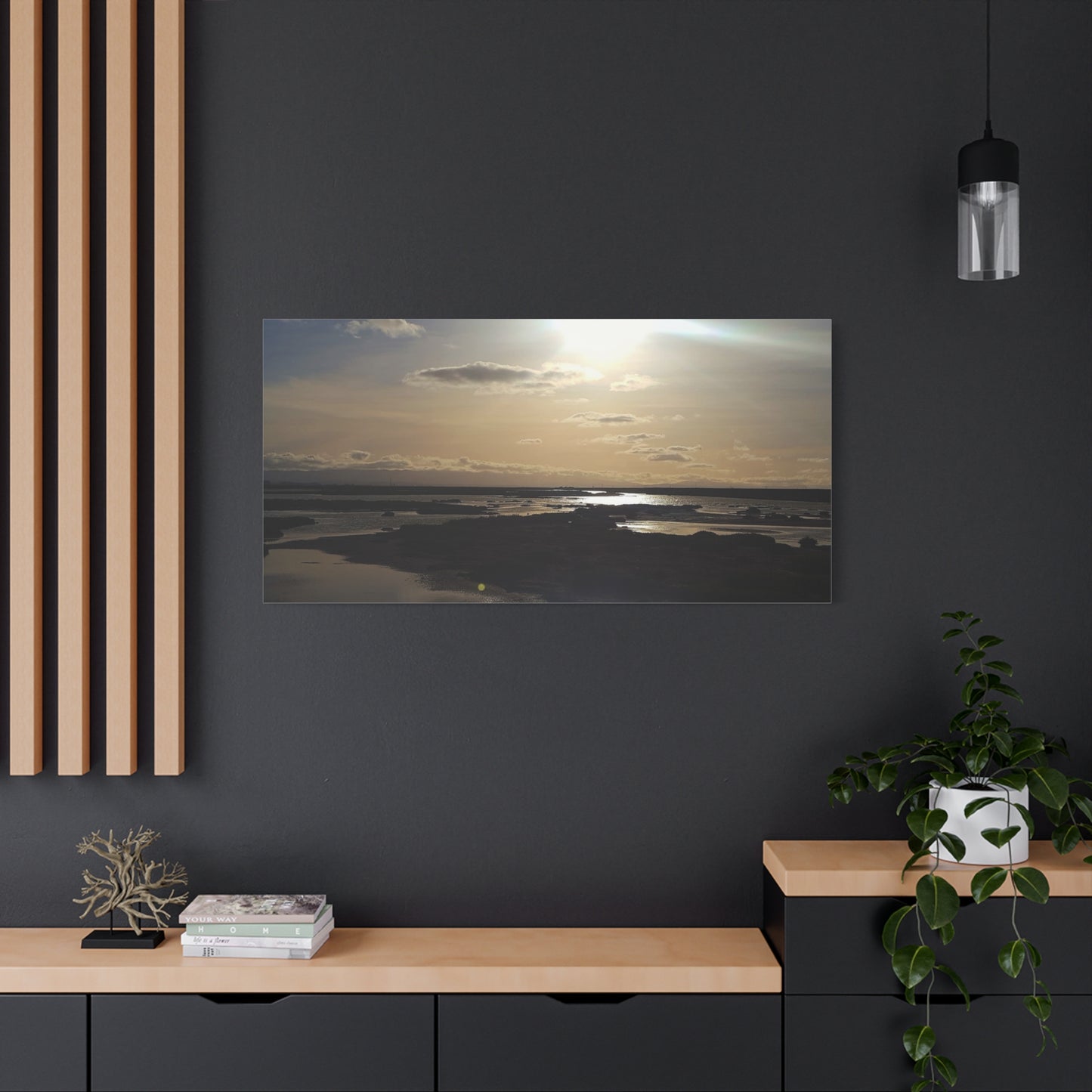 Sunlit Coastal Reflection (don edwards preserve)Canvas Print — Matte Stretched Wall Art