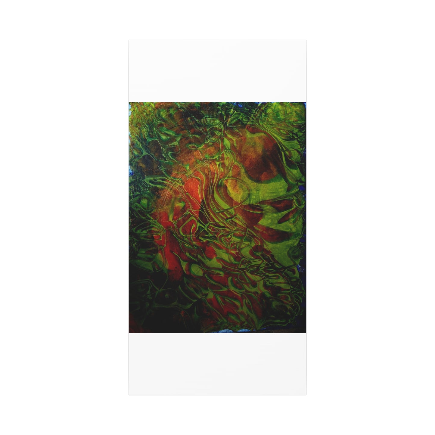 Abstract Green & Red Fluid Art Canvas Print