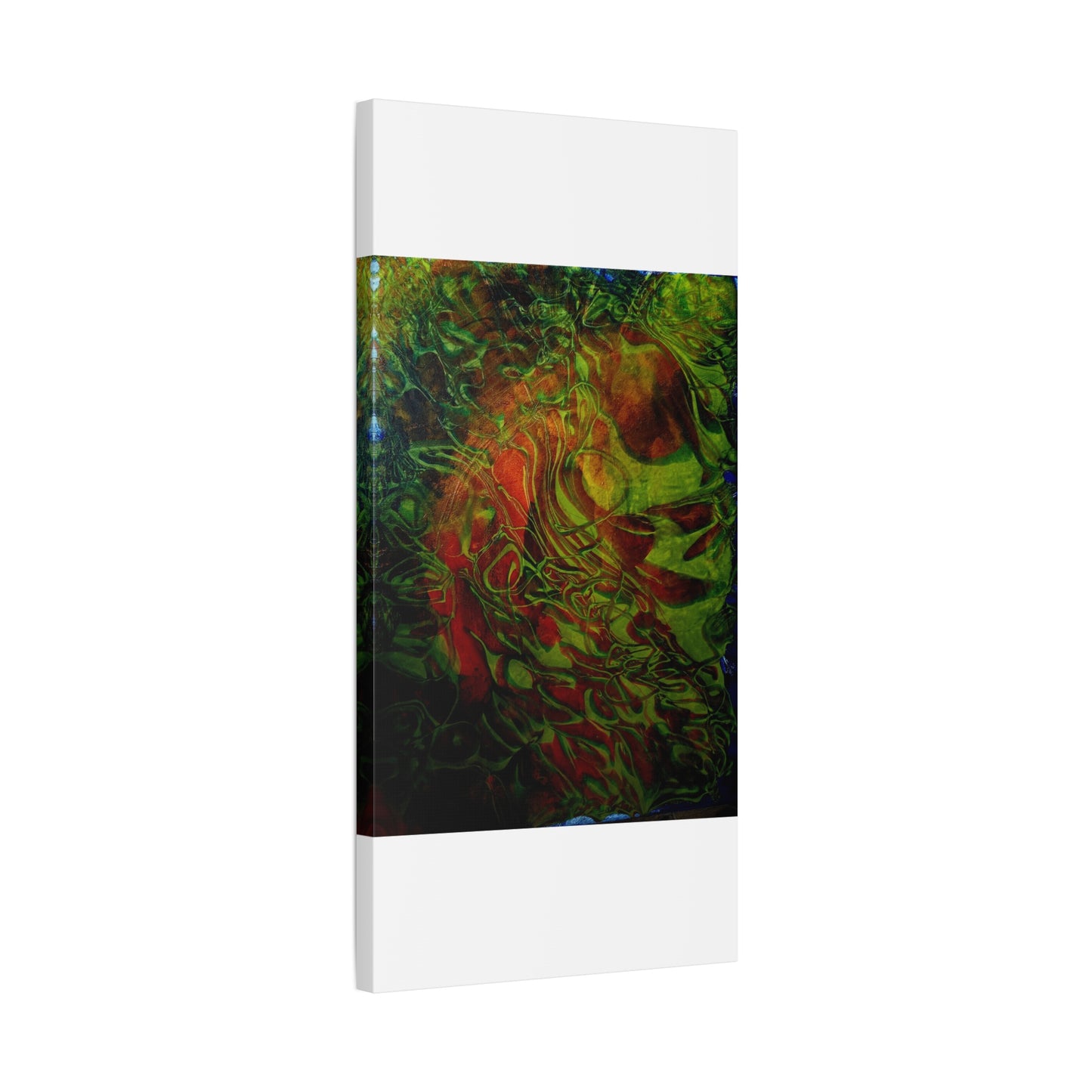 Abstract Green & Red Fluid Art Canvas Print
