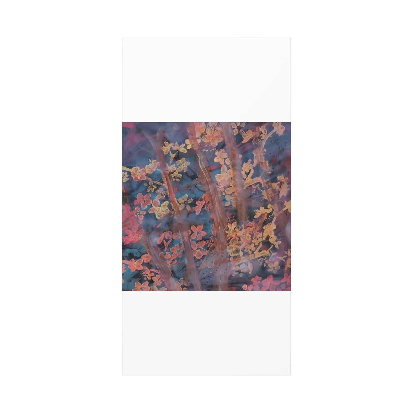 Abstract Floral Canvas Print — Moody Pink & Blue Stretched Wall Art