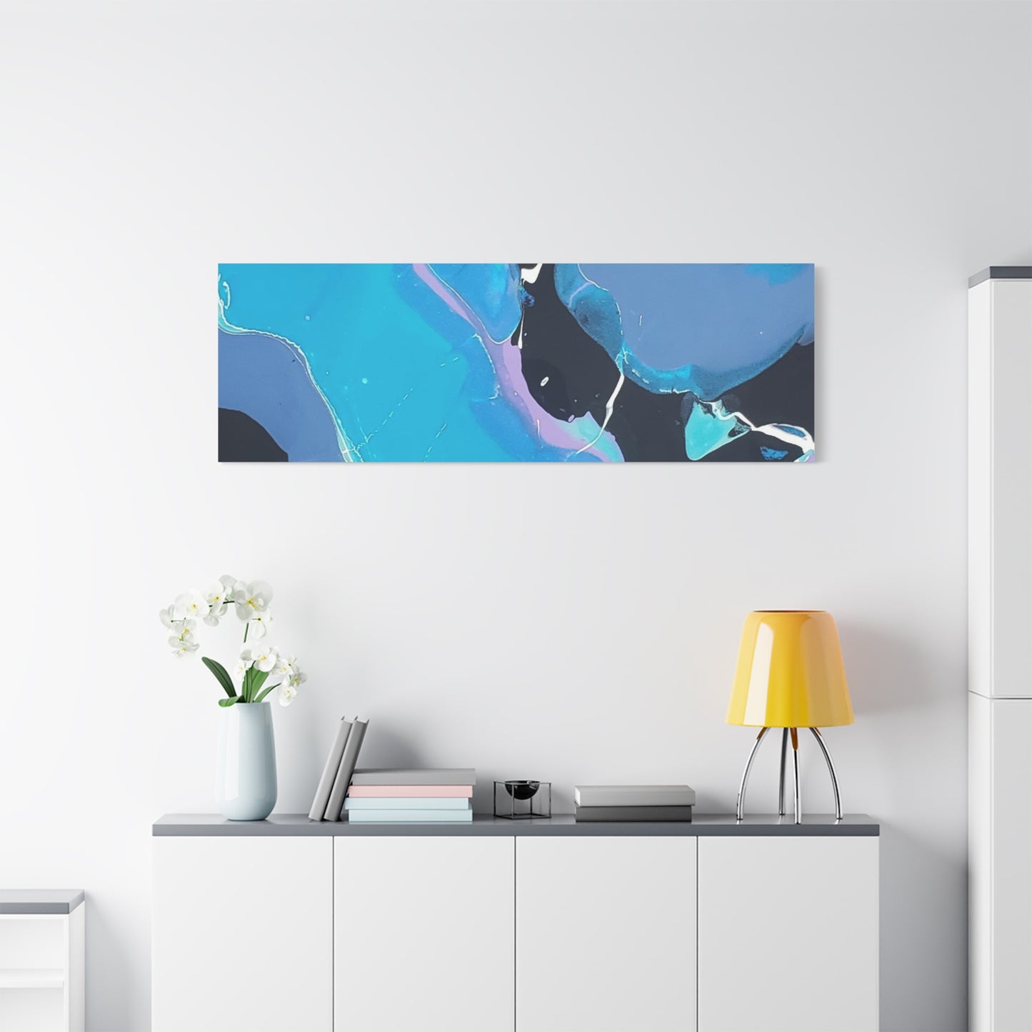 Abstract Blue Fluid Art Canvas Print — Matte Stretched Wall Art 1.25"