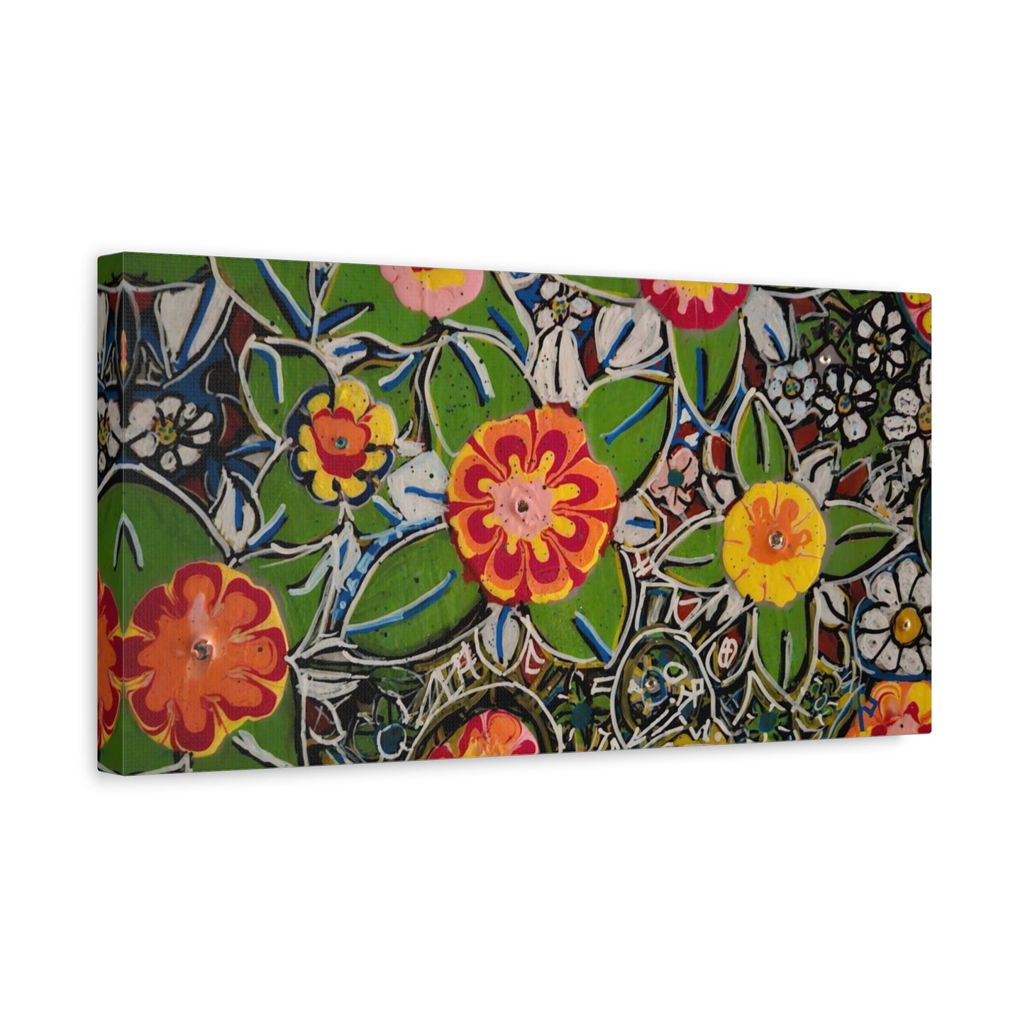Urban_gardening-04 - Floral Pop Matte Stretched Canvas – Colorful Hand-Painted Garden Wall Art