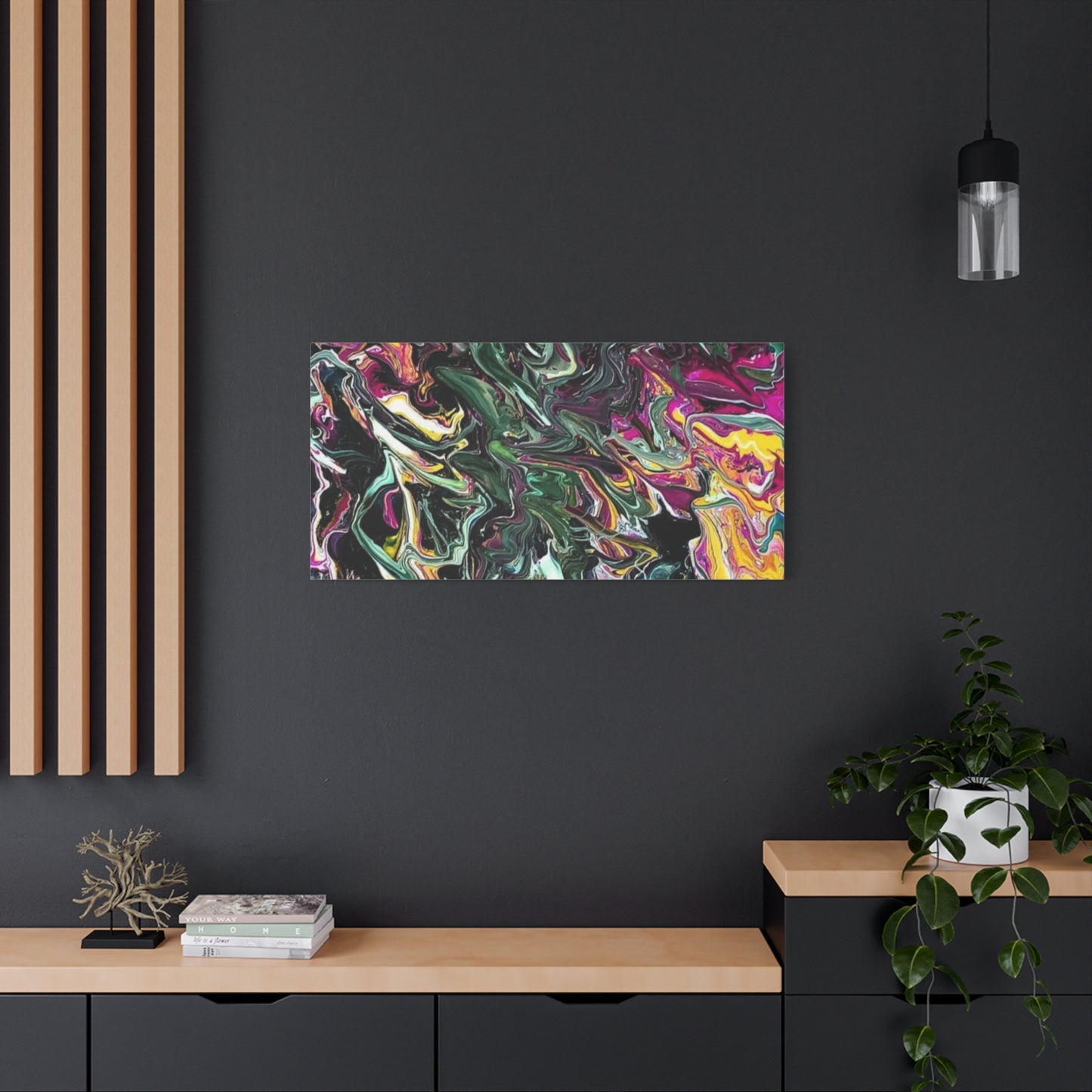 chaos in the garden - Abstract Fluid Art Matte Canvas Print - Colorful Swirl Wall Art