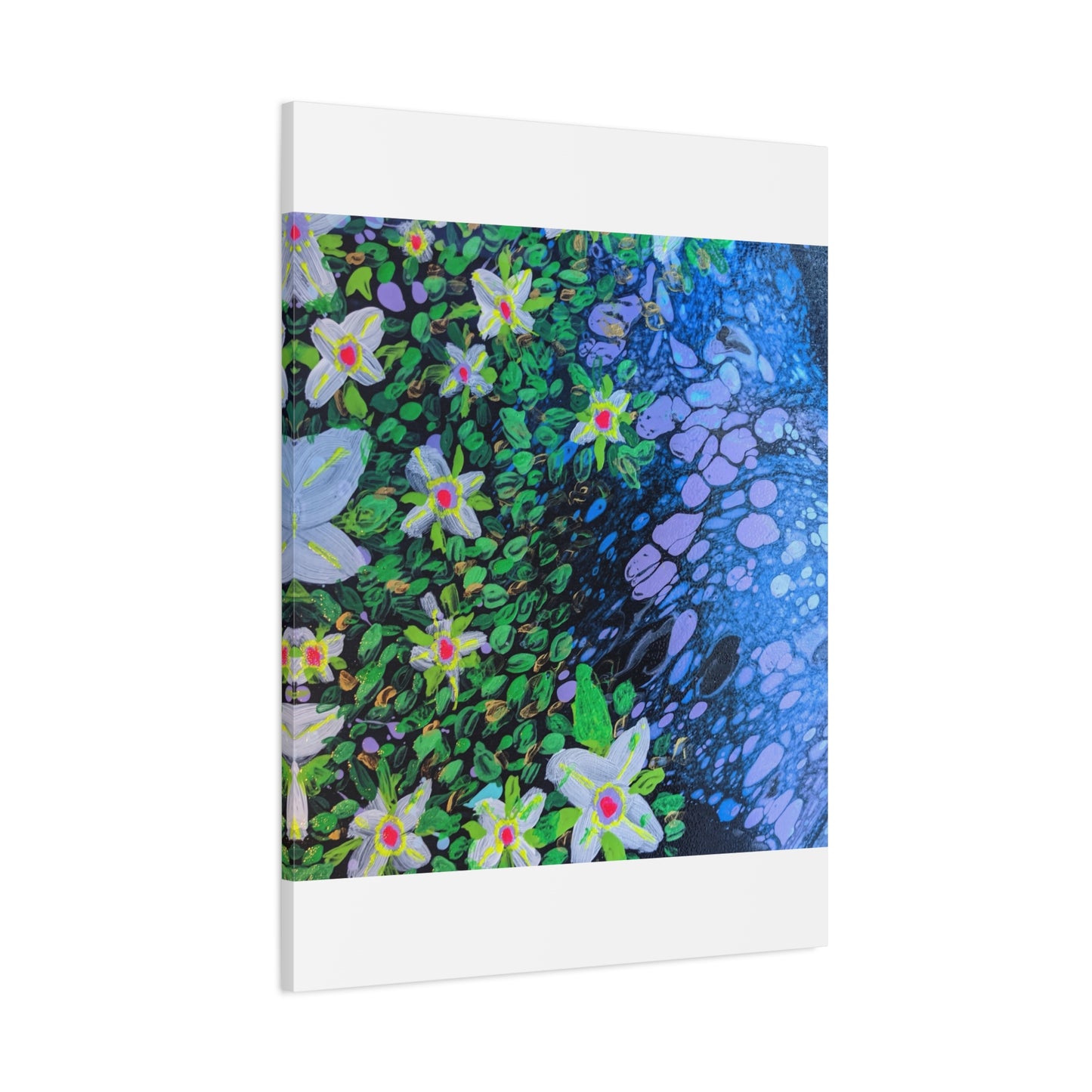 Floetrol&Flowers -  Reef Matte Canvas Wall Art — Blue & Green Abstract Flower Painting