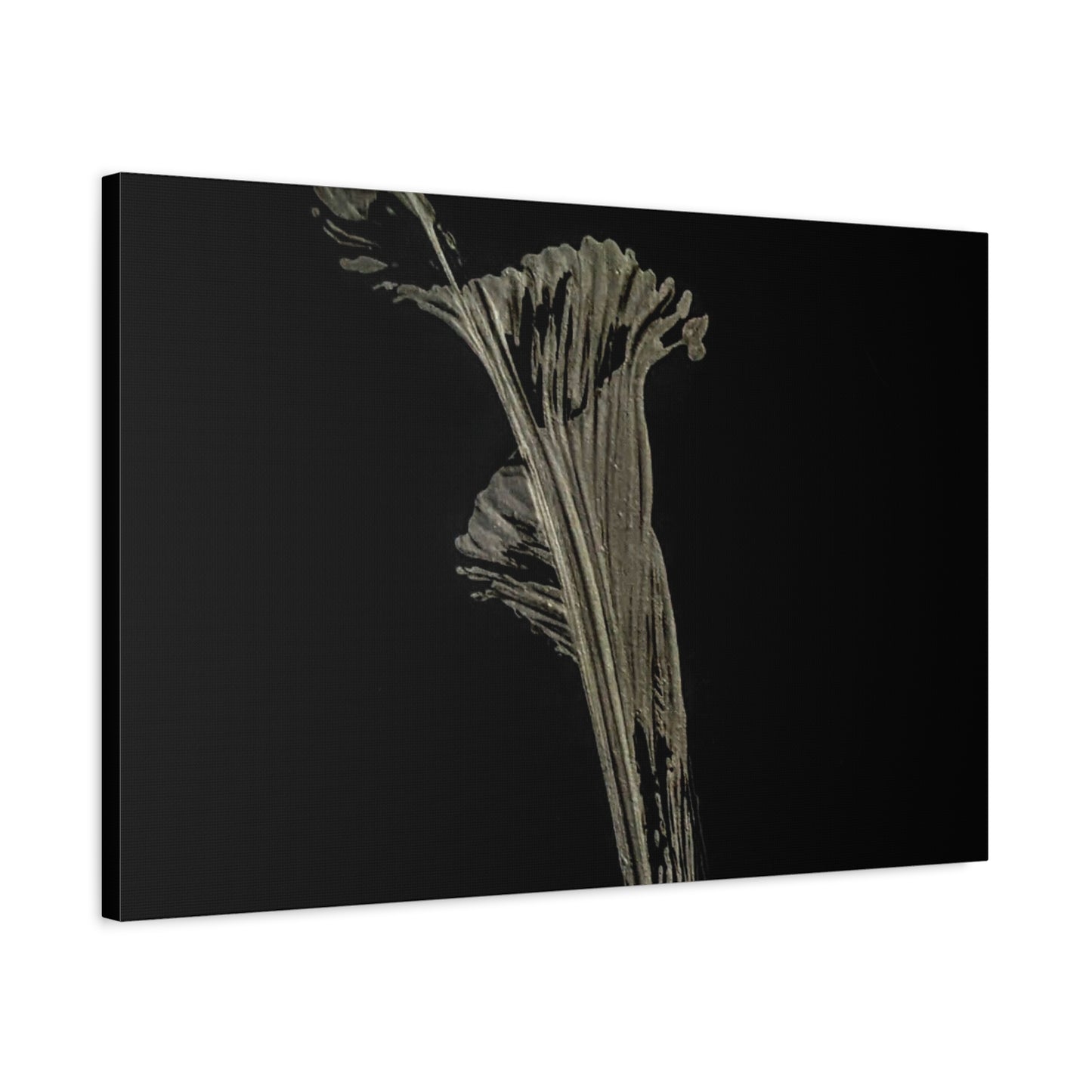 Calla Lilly - Minimalist Botanical Canvas Print — Monochrome Flower Art on Black Matte
