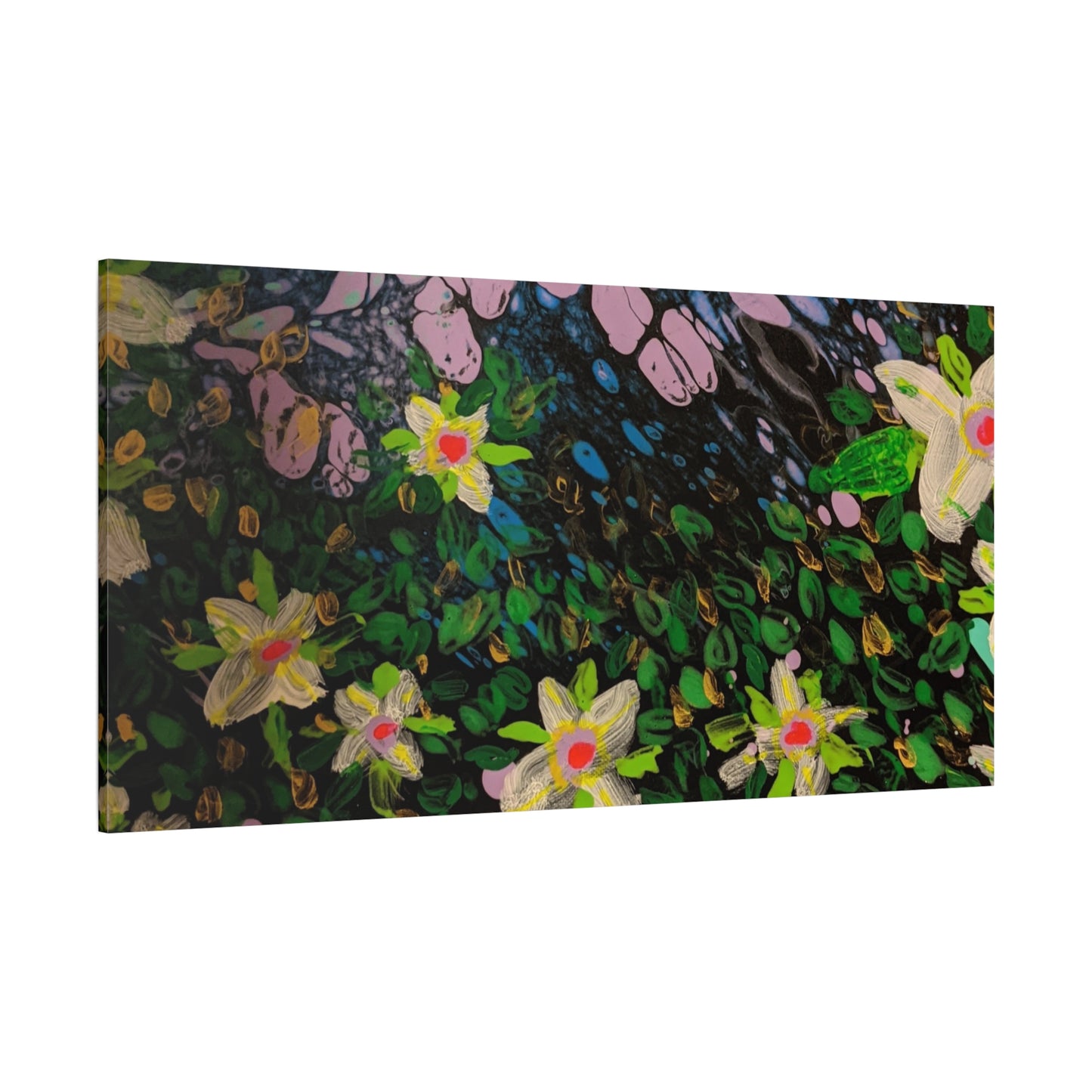 Floetrol&Flowers - Night Pour Garden Matte Canvas Print — Stretched Wall Art