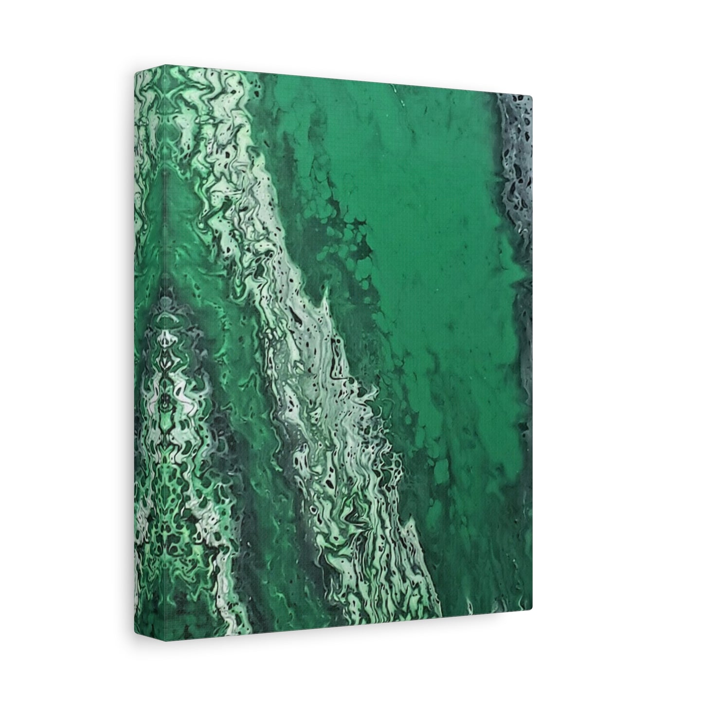Emerald Wave Abstract Canvas Print — Matte Stretched Wall Art