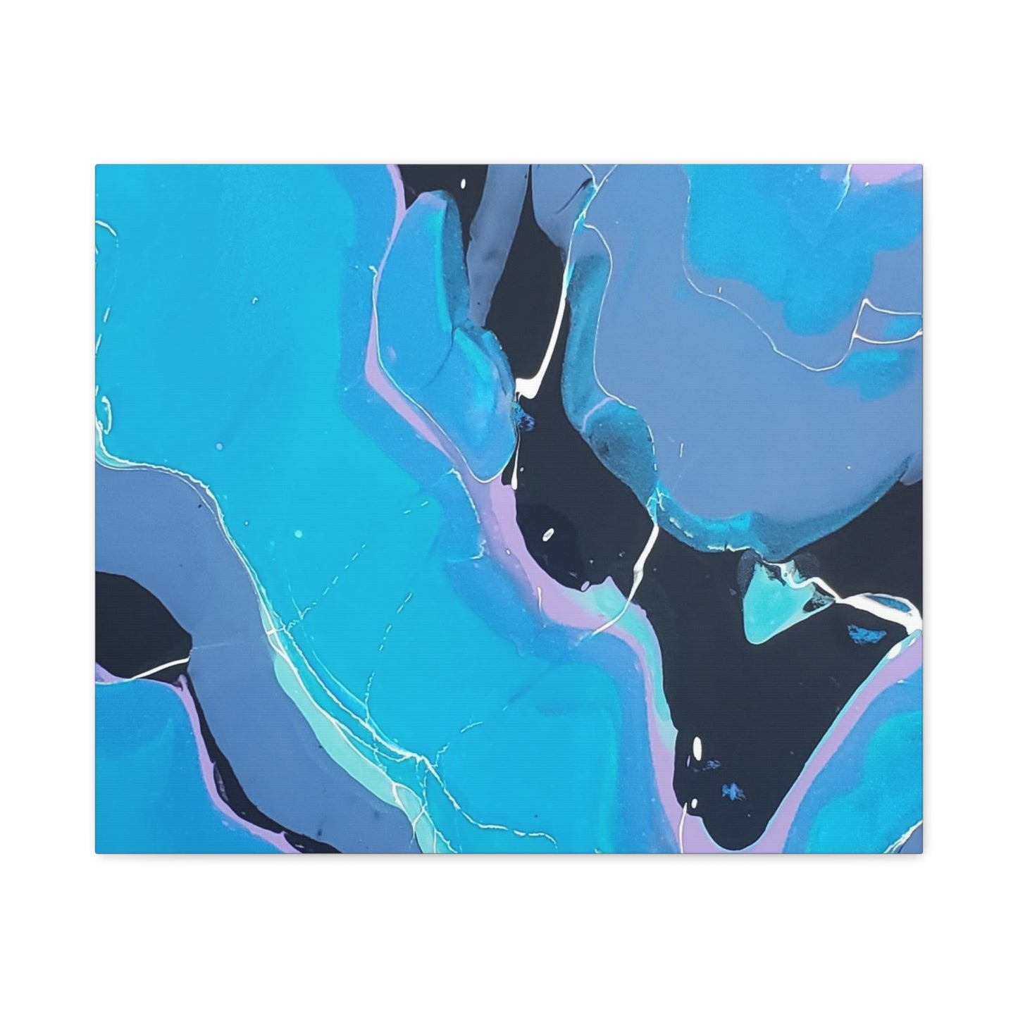Abstract Blue Fluid Art Canvas Print — Matte Stretched Wall Art 1.25"