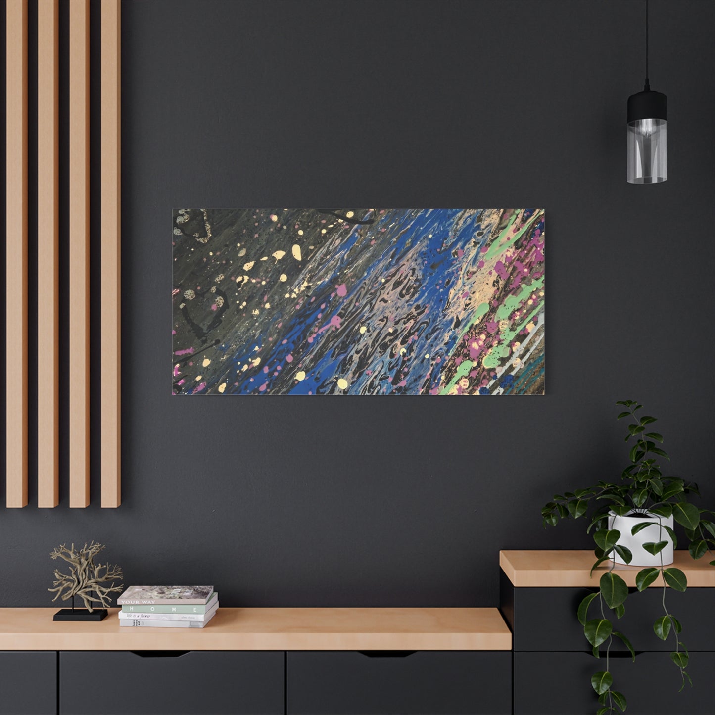 Abstract Splatter Matte Canvas Print — Colorful Fluid Art Wall Decor, Stretched 1.25"