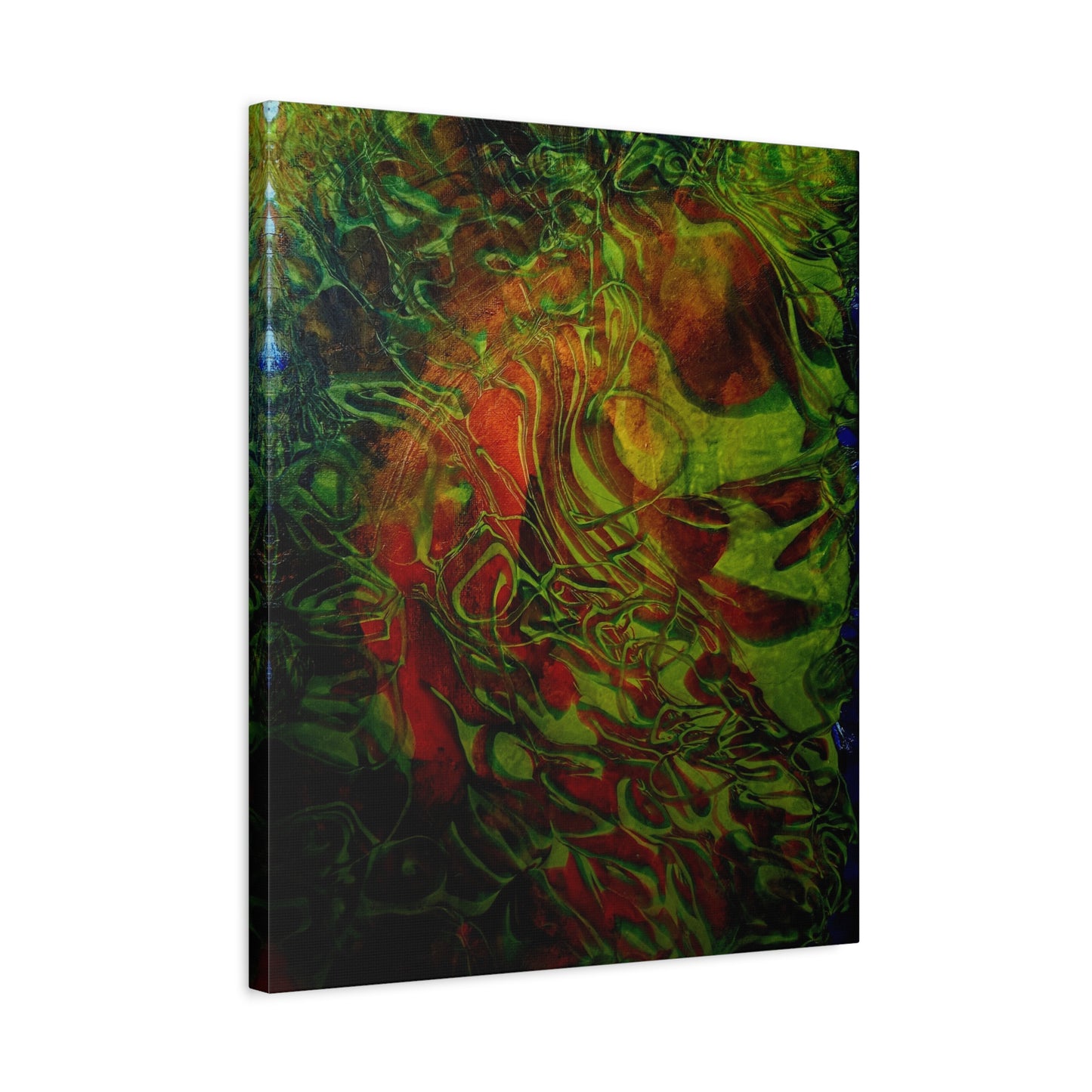 Abstract Green & Red Fluid Art Canvas Print