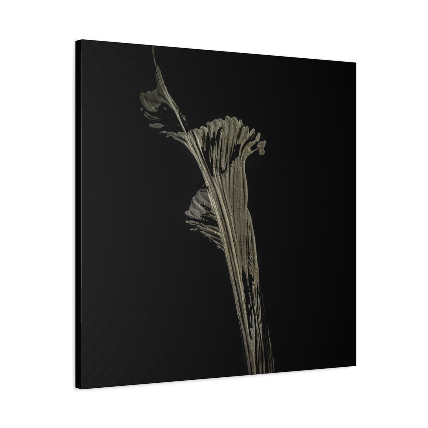Calla Lilly - Minimalist Botanical Canvas Print — Monochrome Flower Art on Black Matte