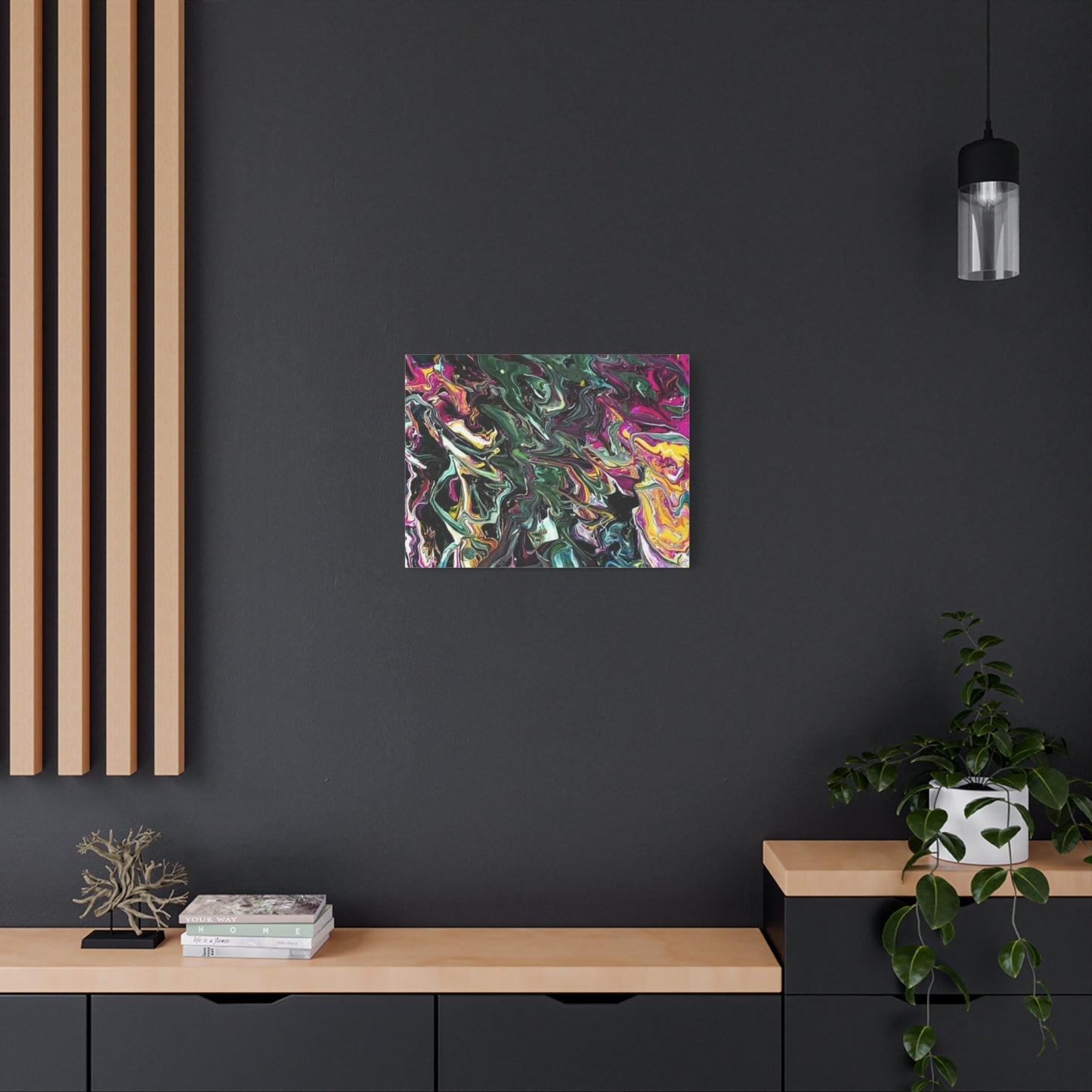 chaos in the garden - Abstract Fluid Art Matte Canvas Print - Colorful Swirl Wall Art