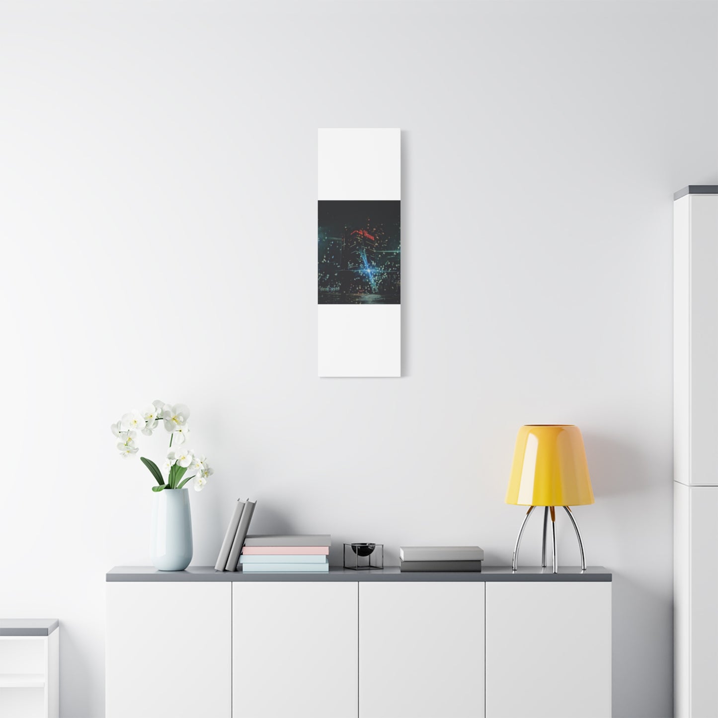 matrix @night Canvas Print — Moody Rainy Urban Wall Art (Matte Stretched)