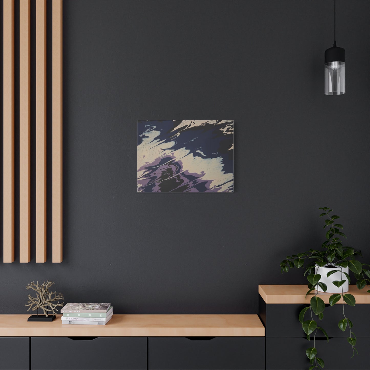 Abstract Navy & Lavender Wave Matte Stretched Canvas (1.25")
