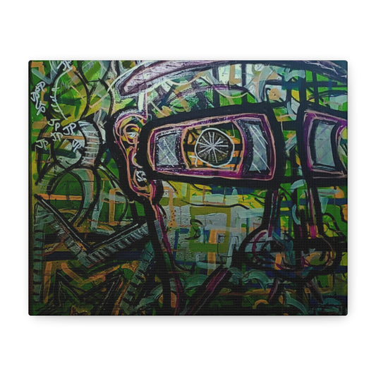 Organized Design - Self Potrait - Abstract Urban Graffiti Canvas Print — Green Street Art Stretched Matte