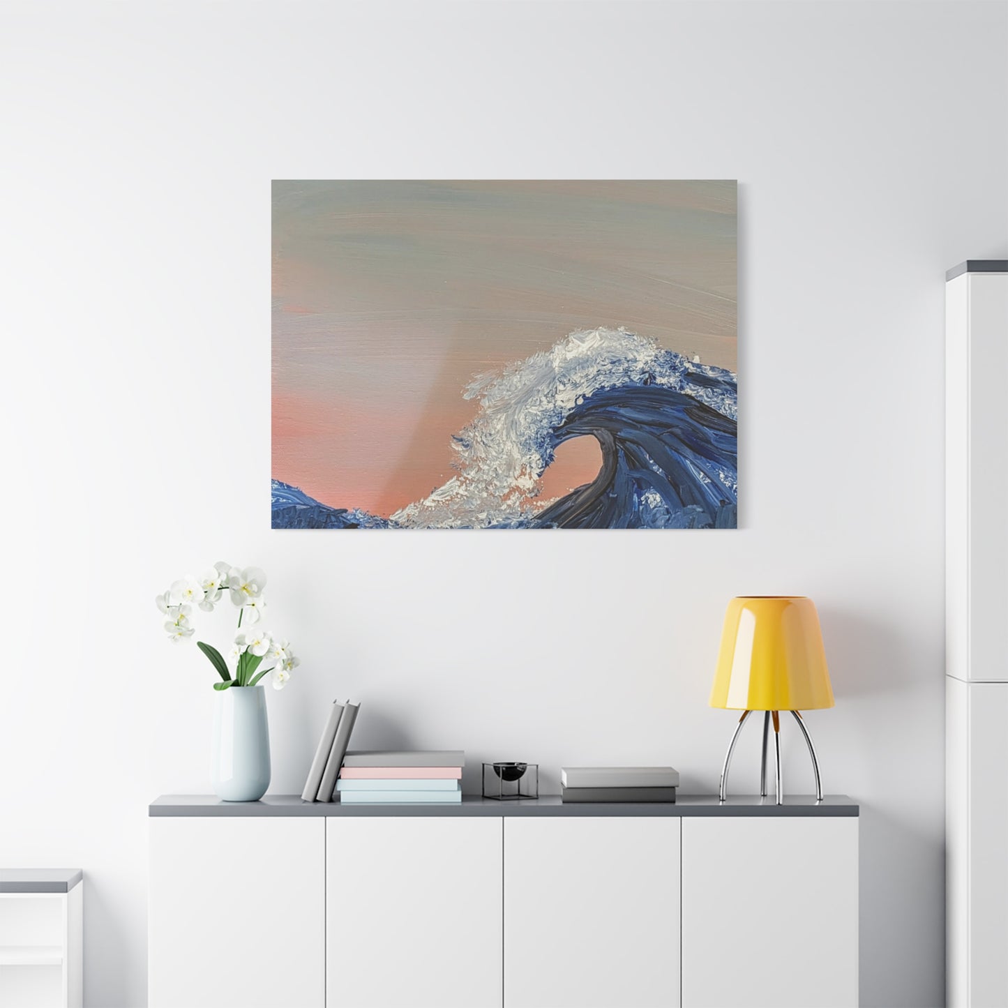 California_Coast - Ocean Wave Canvas Art — Blue Wave Seascape Matte Stretched Canvas