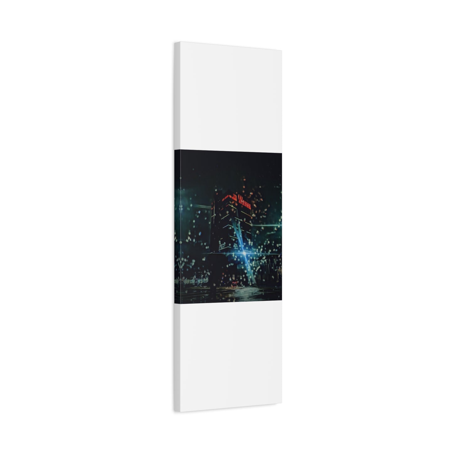 matrix @night Canvas Print — Moody Rainy Urban Wall Art (Matte Stretched)