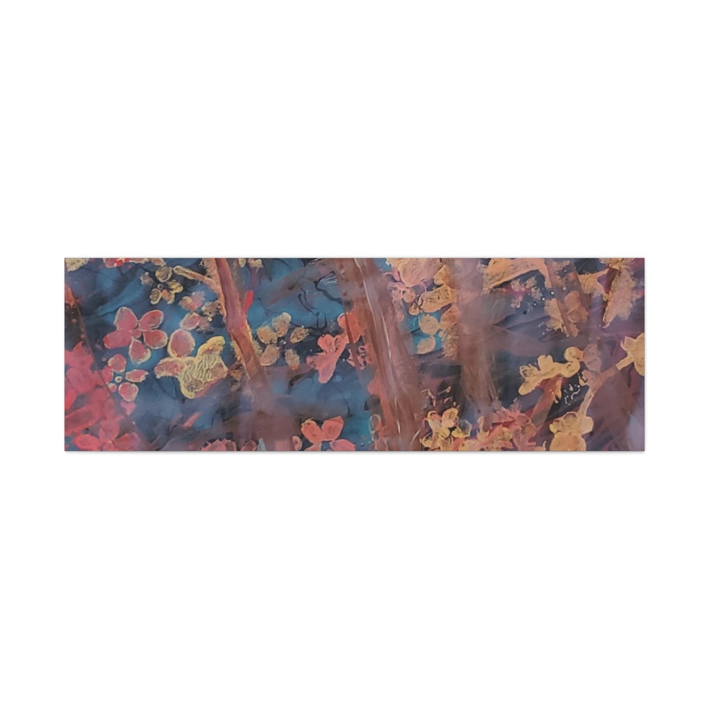 Abstract Floral Canvas Print — Moody Pink & Blue Stretched Wall Art