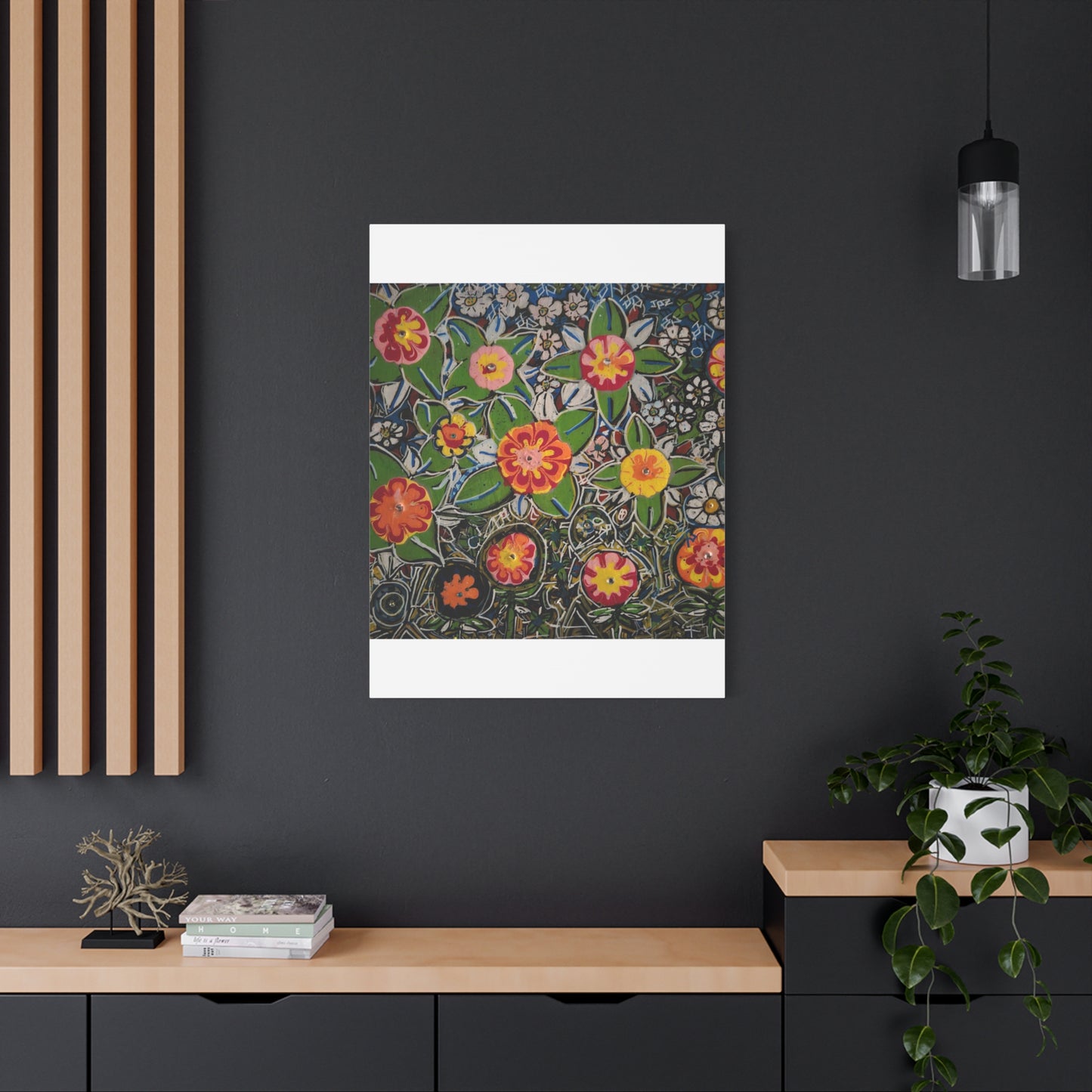 Urban_gardening-04 - Floral Pop Matte Stretched Canvas – Colorful Hand-Painted Garden Wall Art