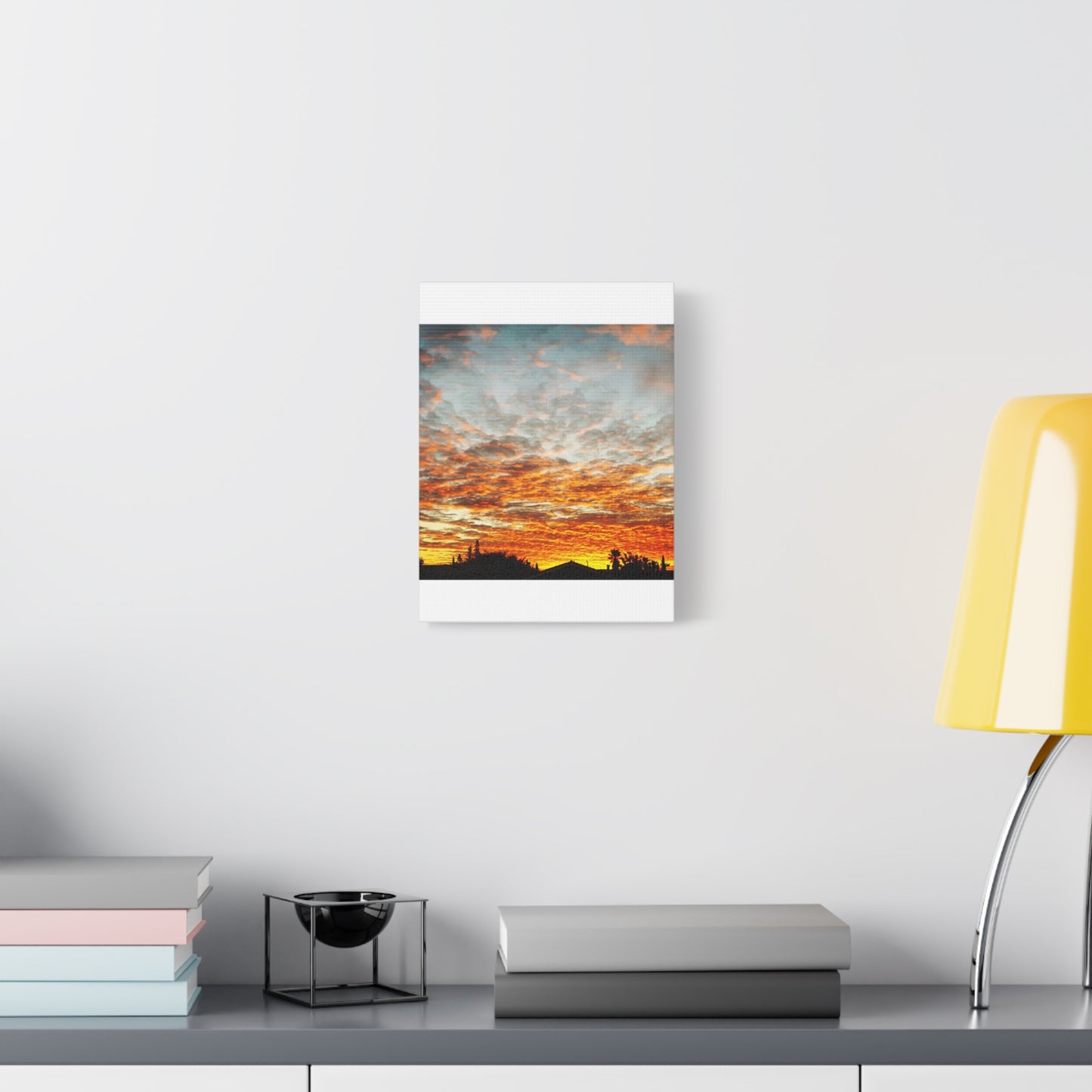 Sunset Sky Canvas Print — Orange Cloudscape Matte Stretched Wall Art