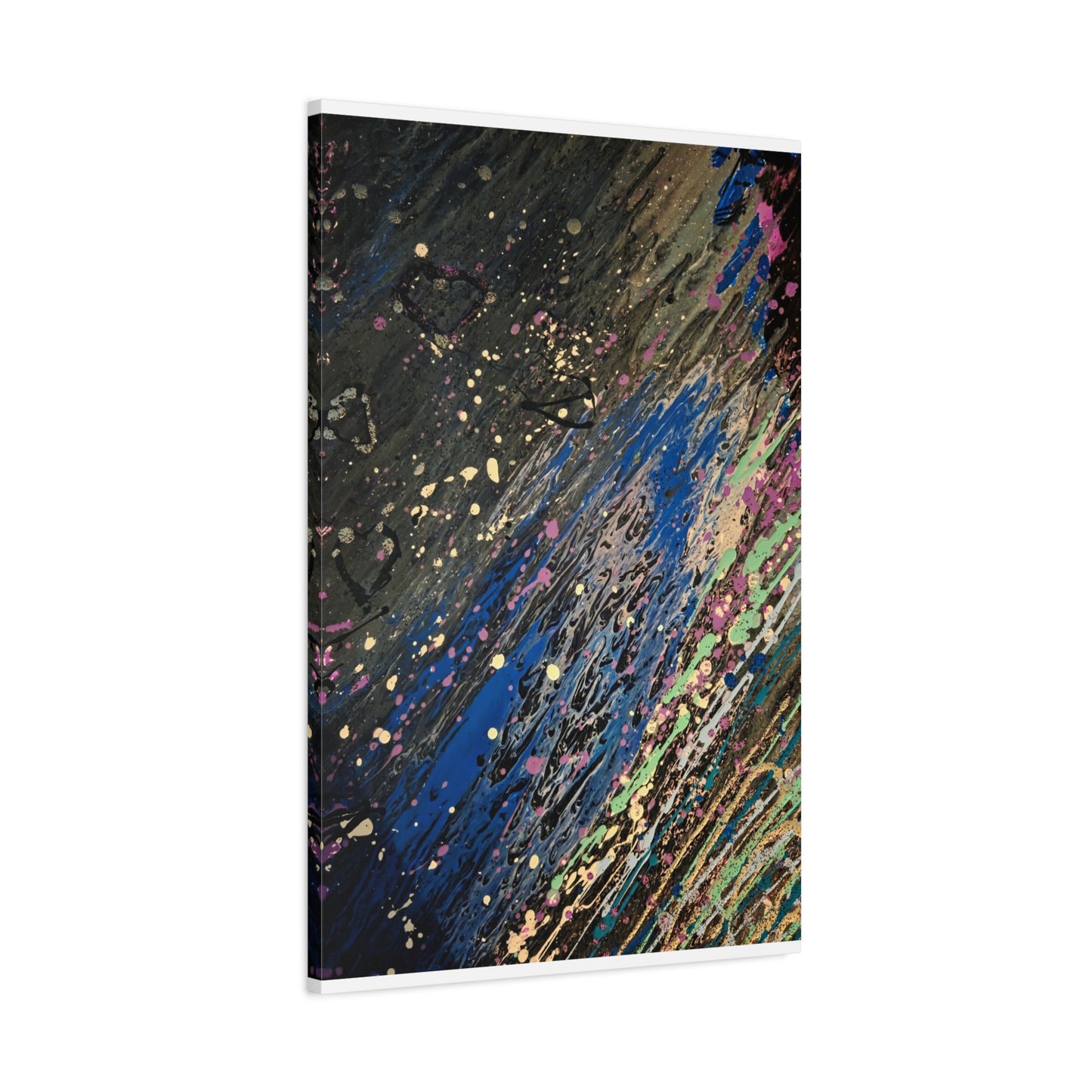 Abstract Splatter Matte Canvas Print — Colorful Fluid Art Wall Decor, Stretched 1.25"