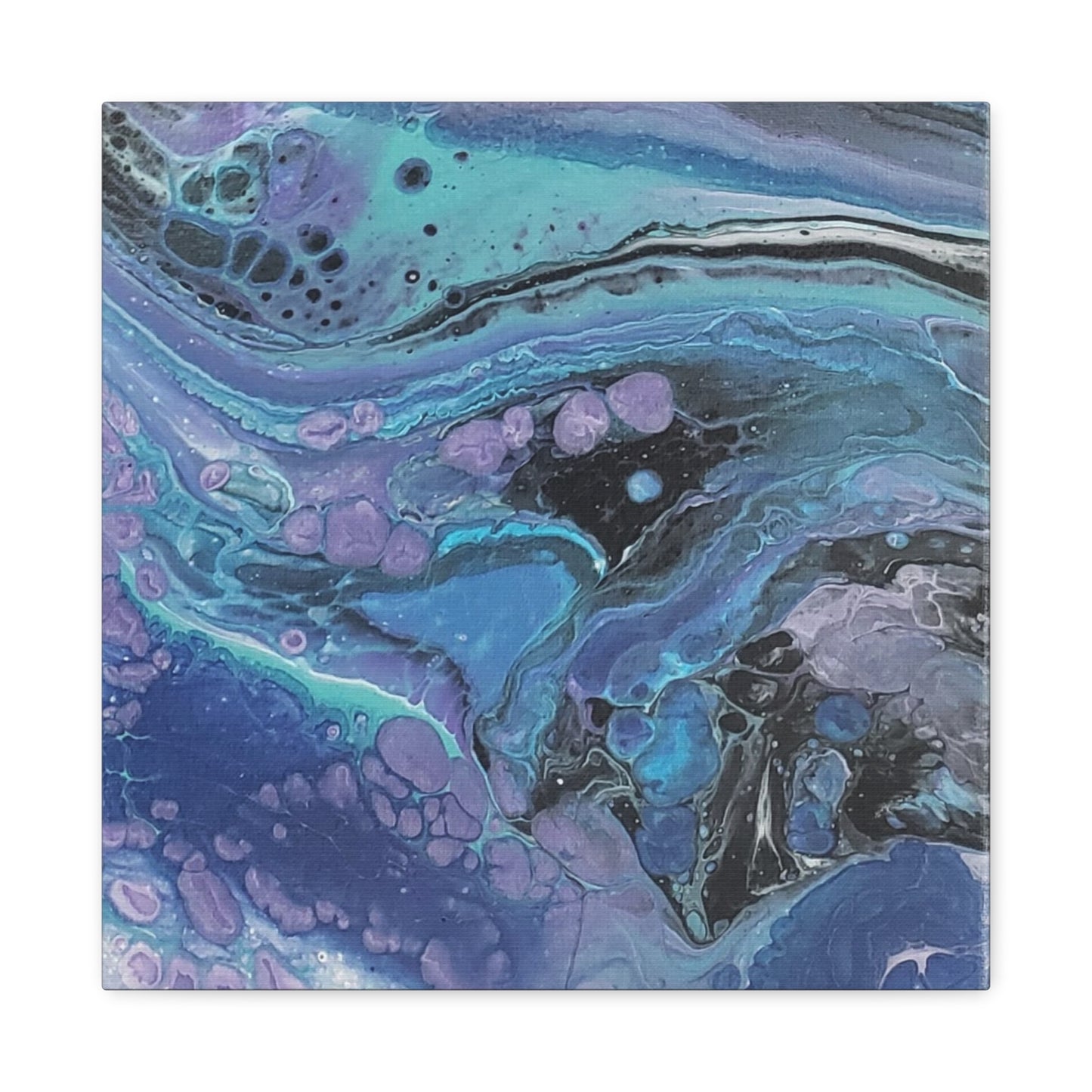 Abstract Ocean Wave Matte Canvas Print — Blue & Purple Fluid Art, Stretched 1.25"