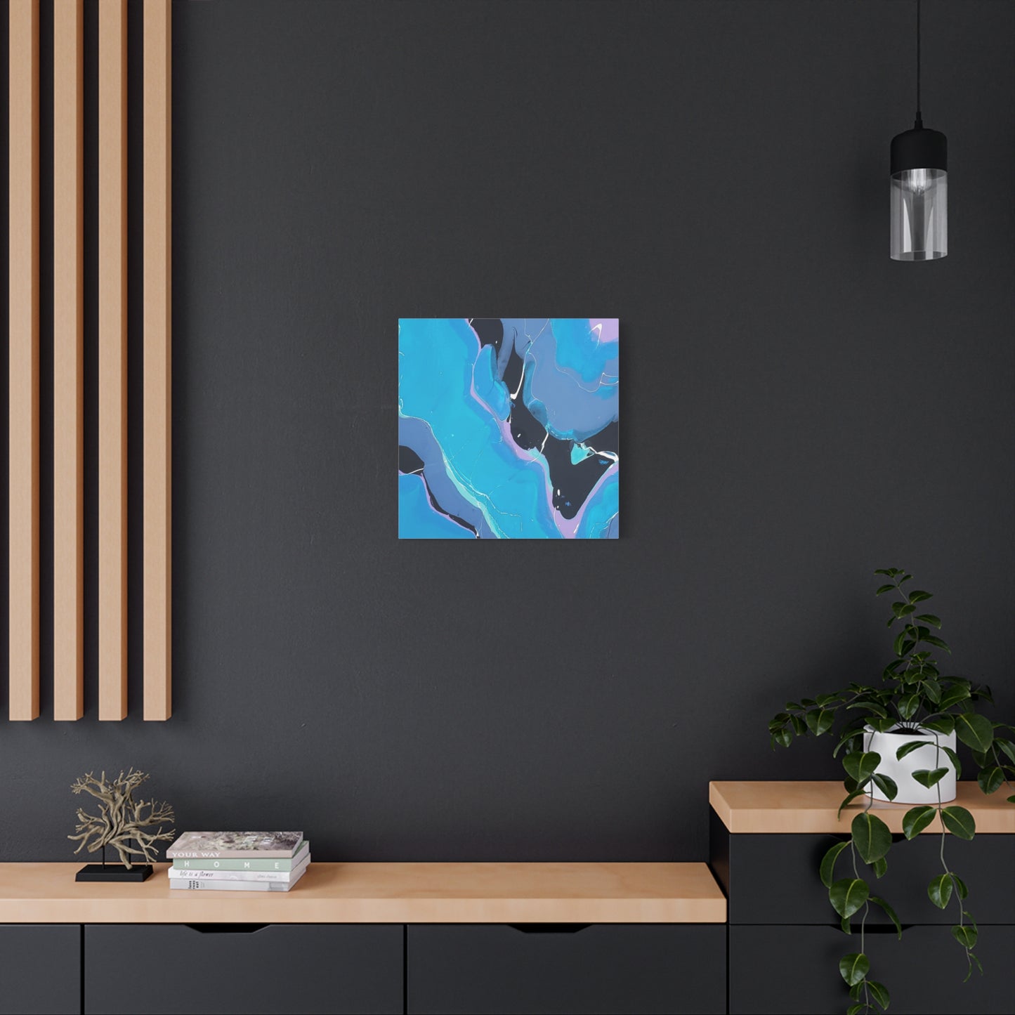 Abstract Blue Fluid Art Canvas Print — Matte Stretched Wall Art 1.25"
