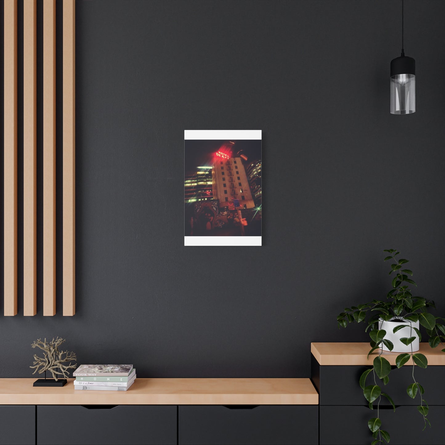 Hotel DeAnza - City Nightscape Canvas Print — Urban Street Art Building Matte Stretched 1.25"