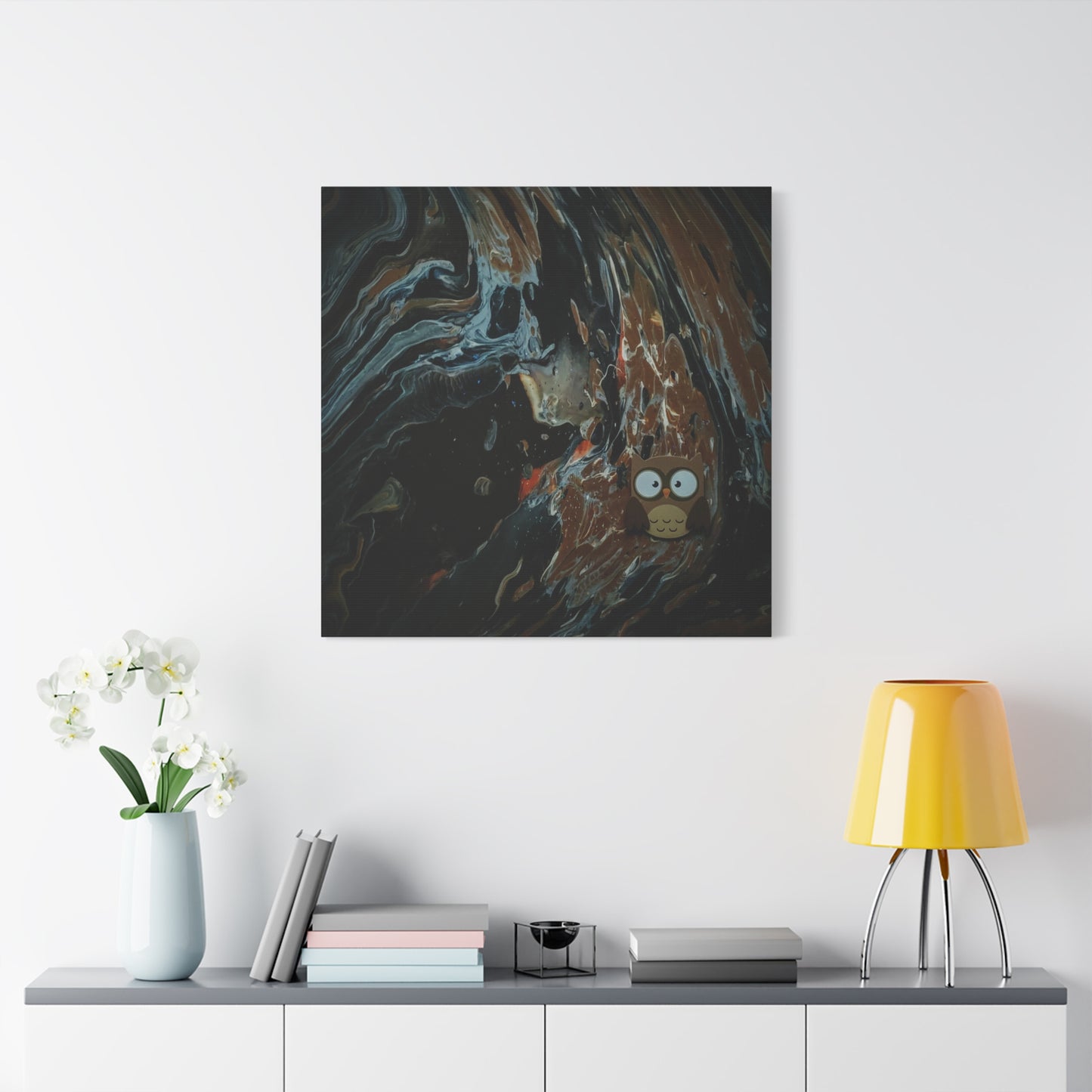 Abstract Swirl Owl Matte Canvas Print